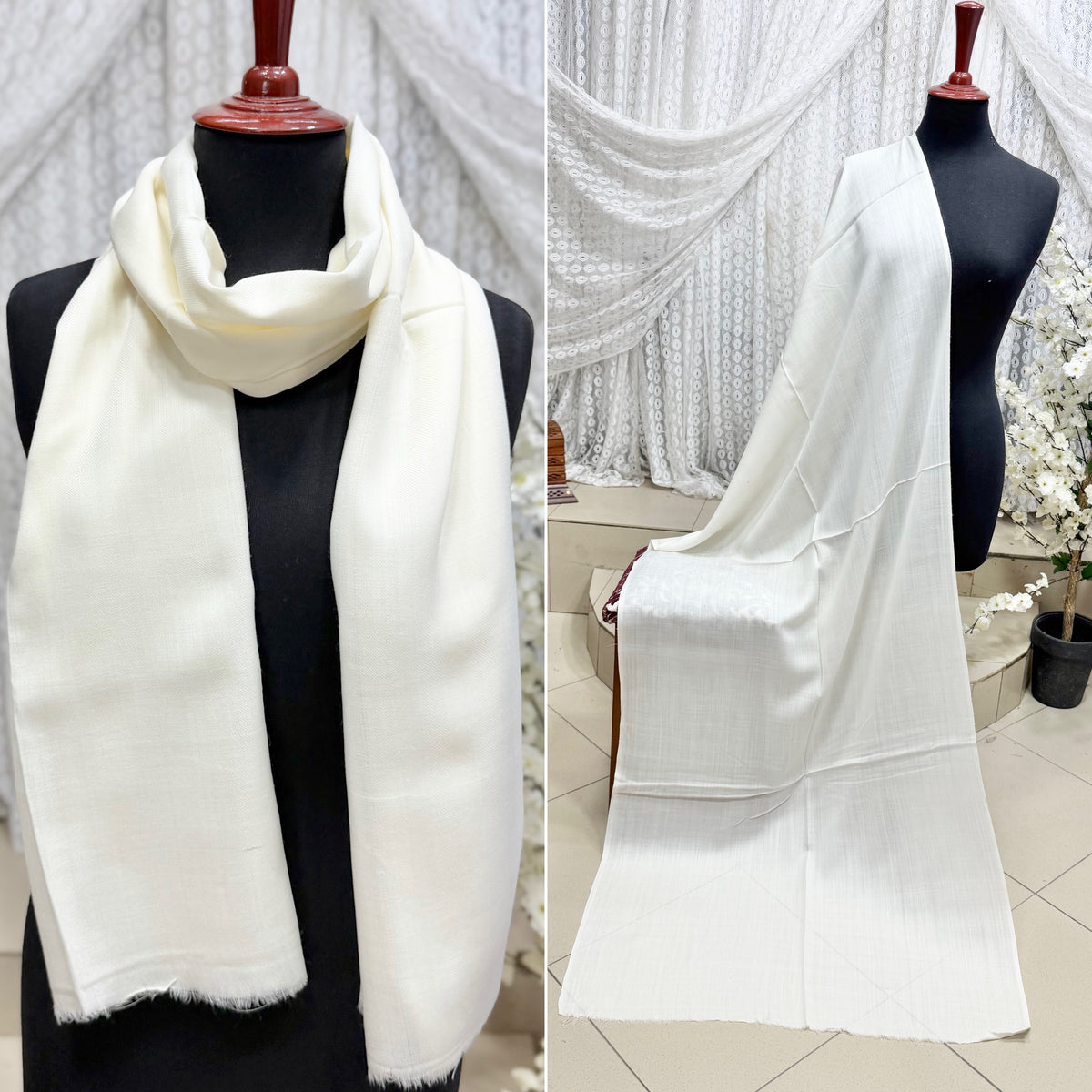 Plain Pashmina Stole | Off White