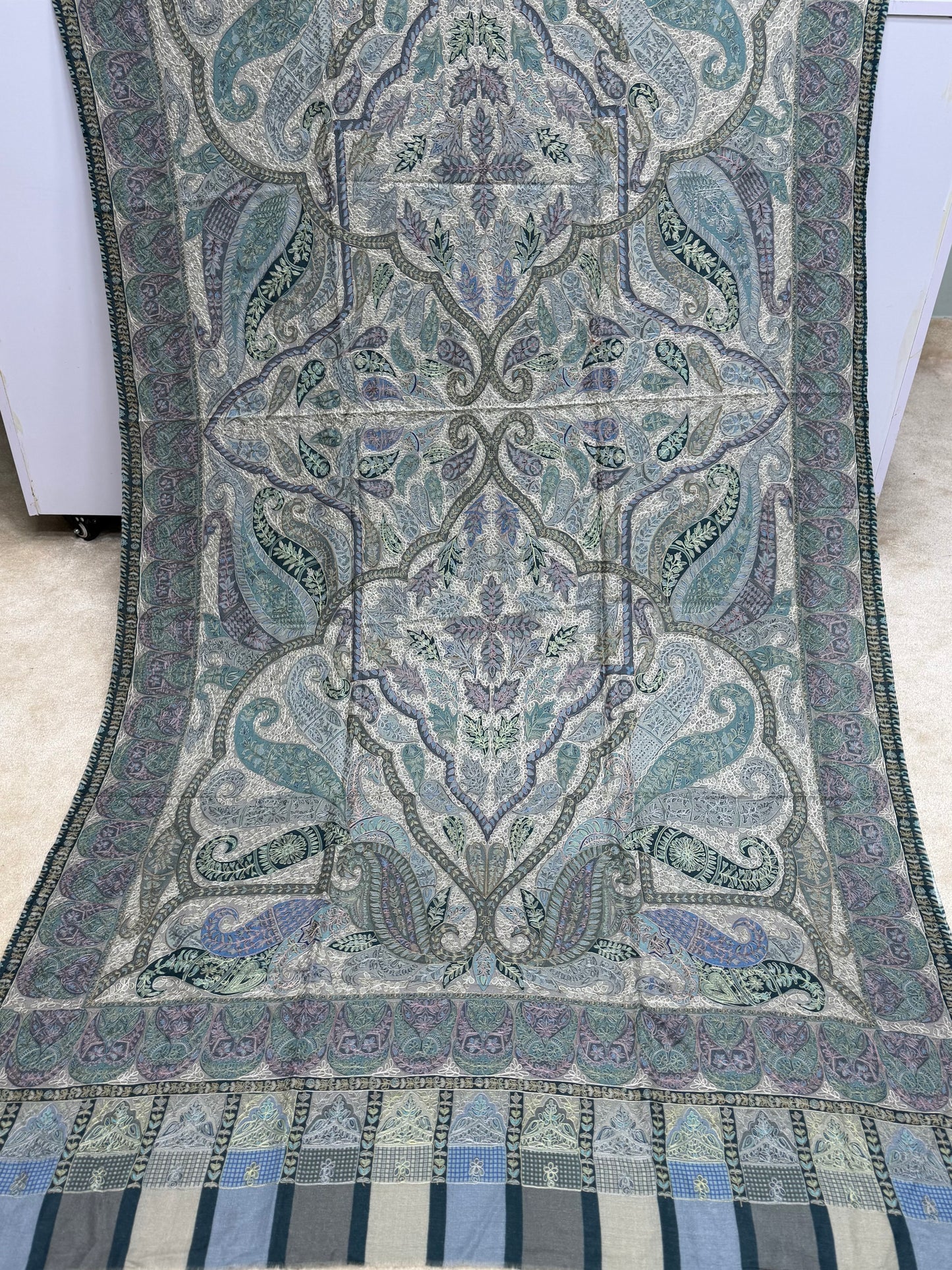 Qalamkar Shawl on Toosh Base | Made in Kashmir Multicolor Floral Design | QM110