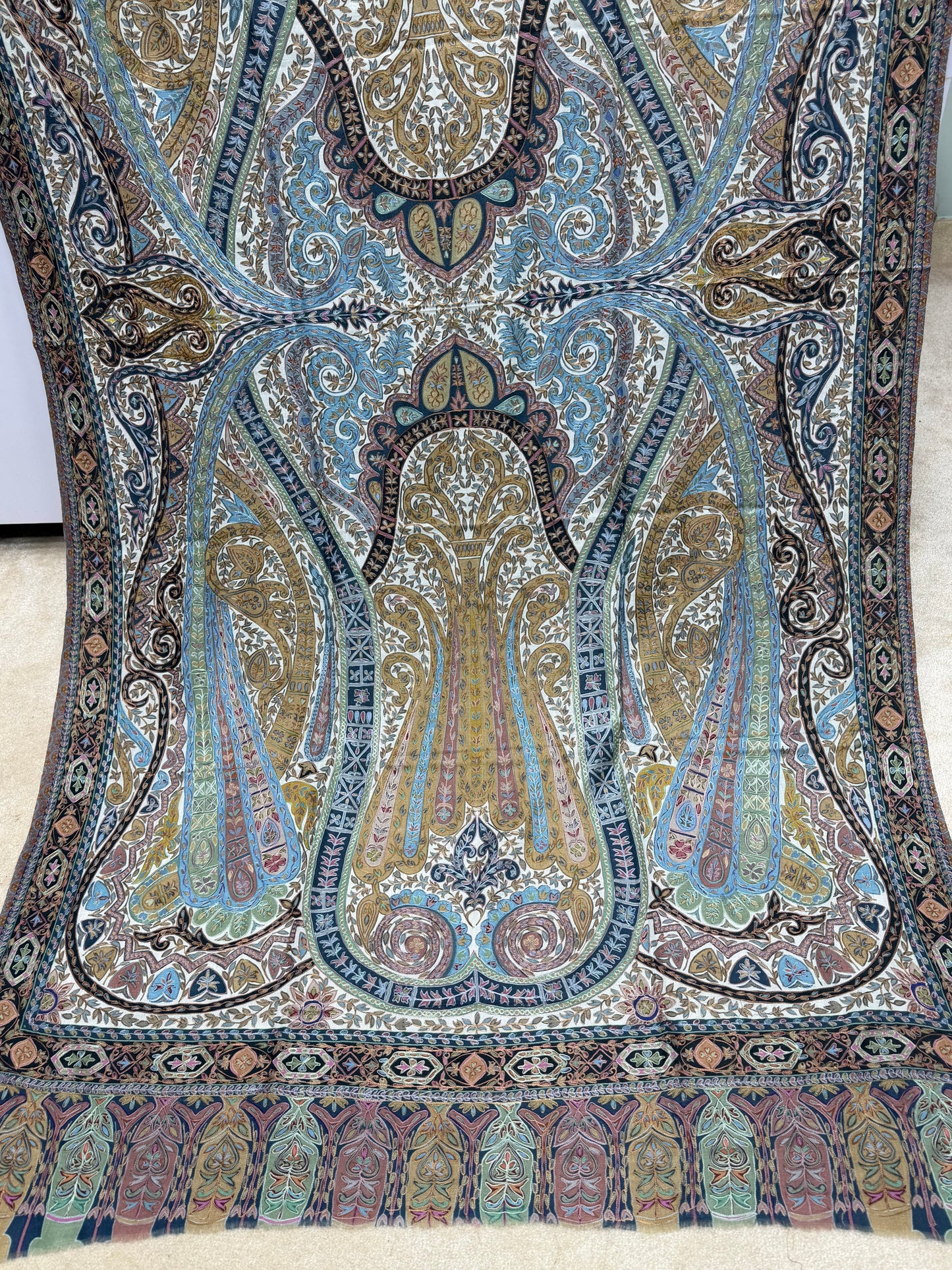 Qalamkar Shawl on Toosh Base | Made in Kashmir Multicolor Floral Design | QM111