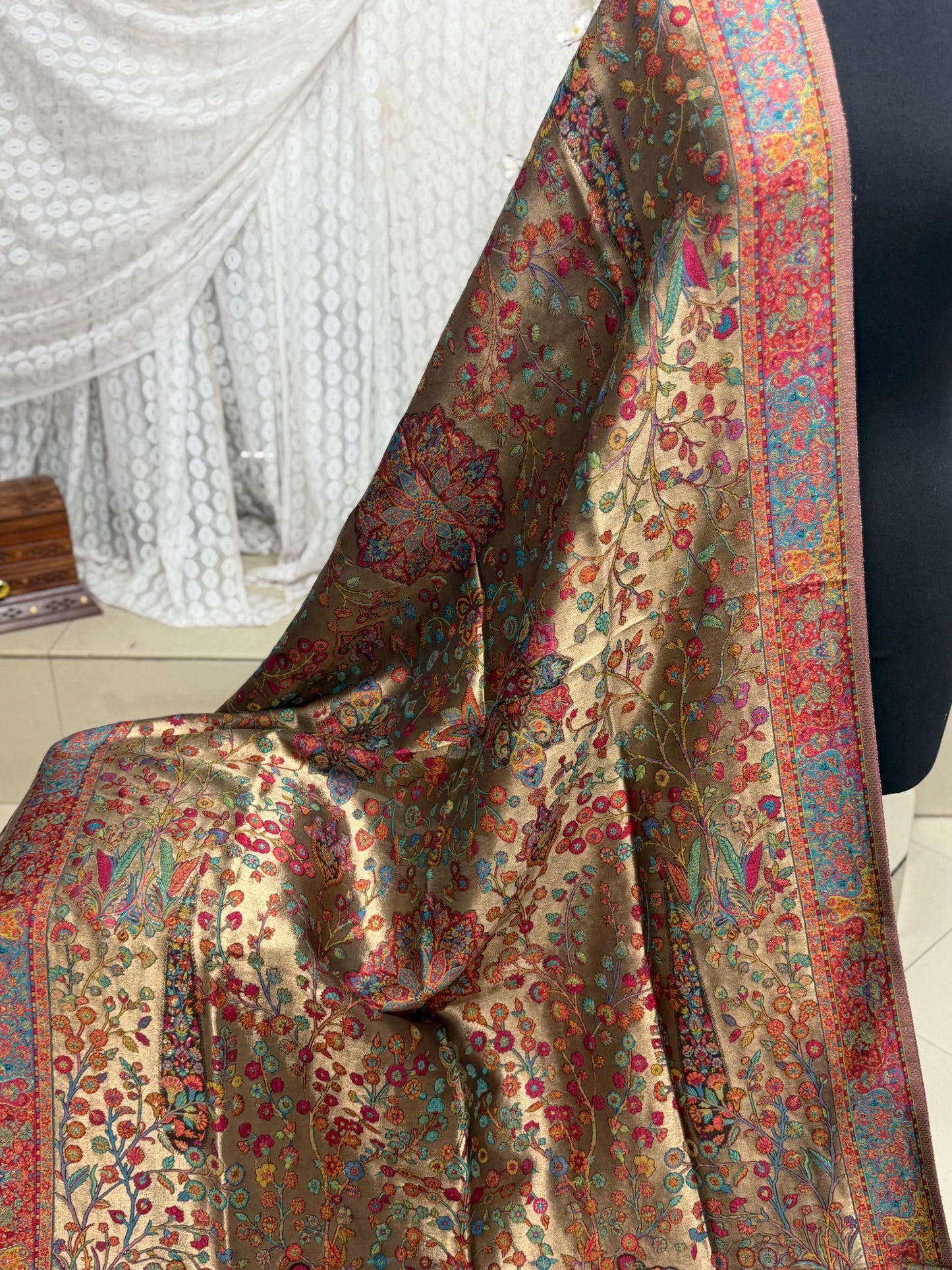 Moonlight Kani Silk Shawl, Wedding Wrap Perfect Gift Made in Kashmir