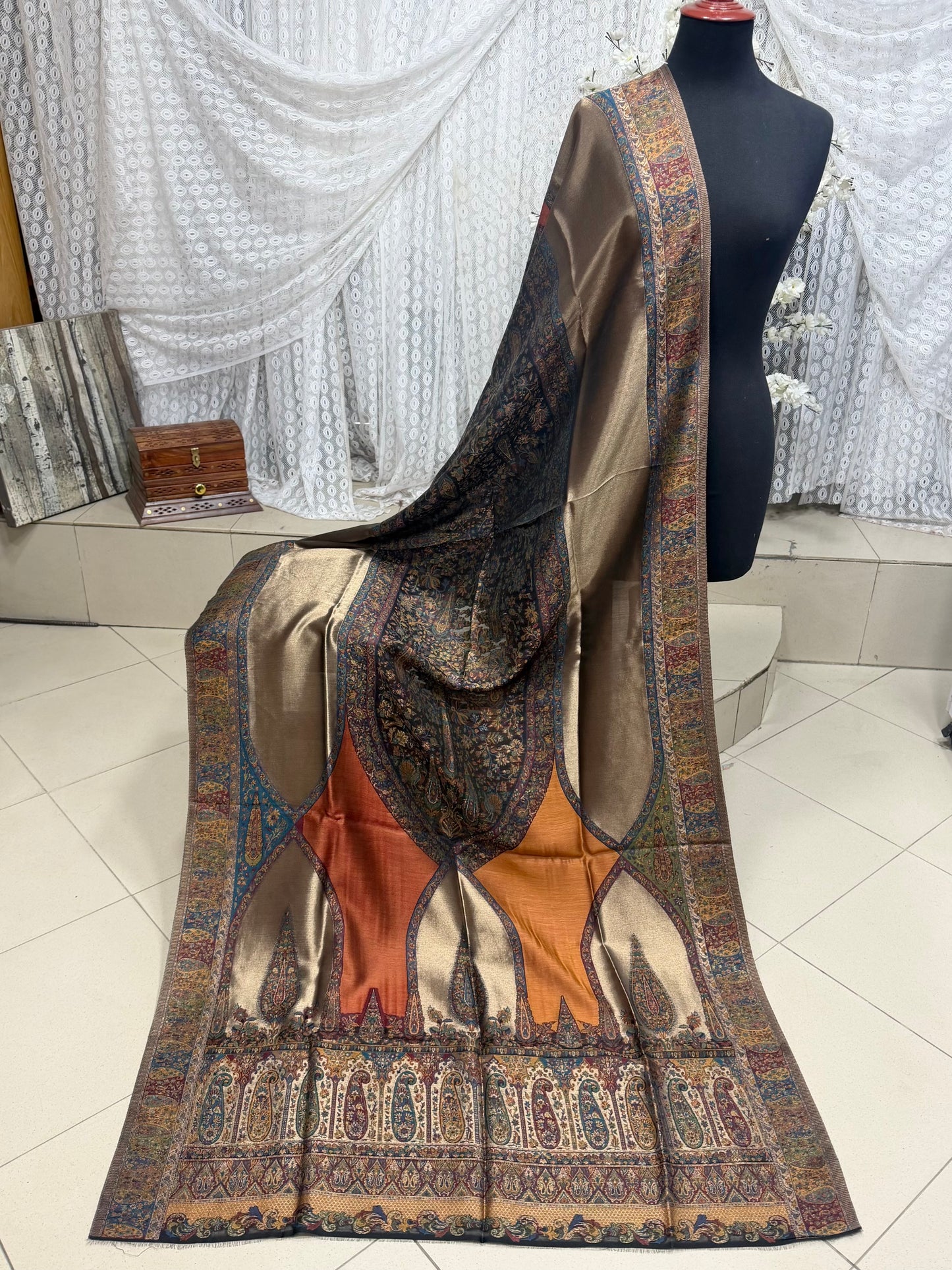 Moonlight Kani Silk Shawl, Wedding Wrap Perfect Gift Made in Kashmir