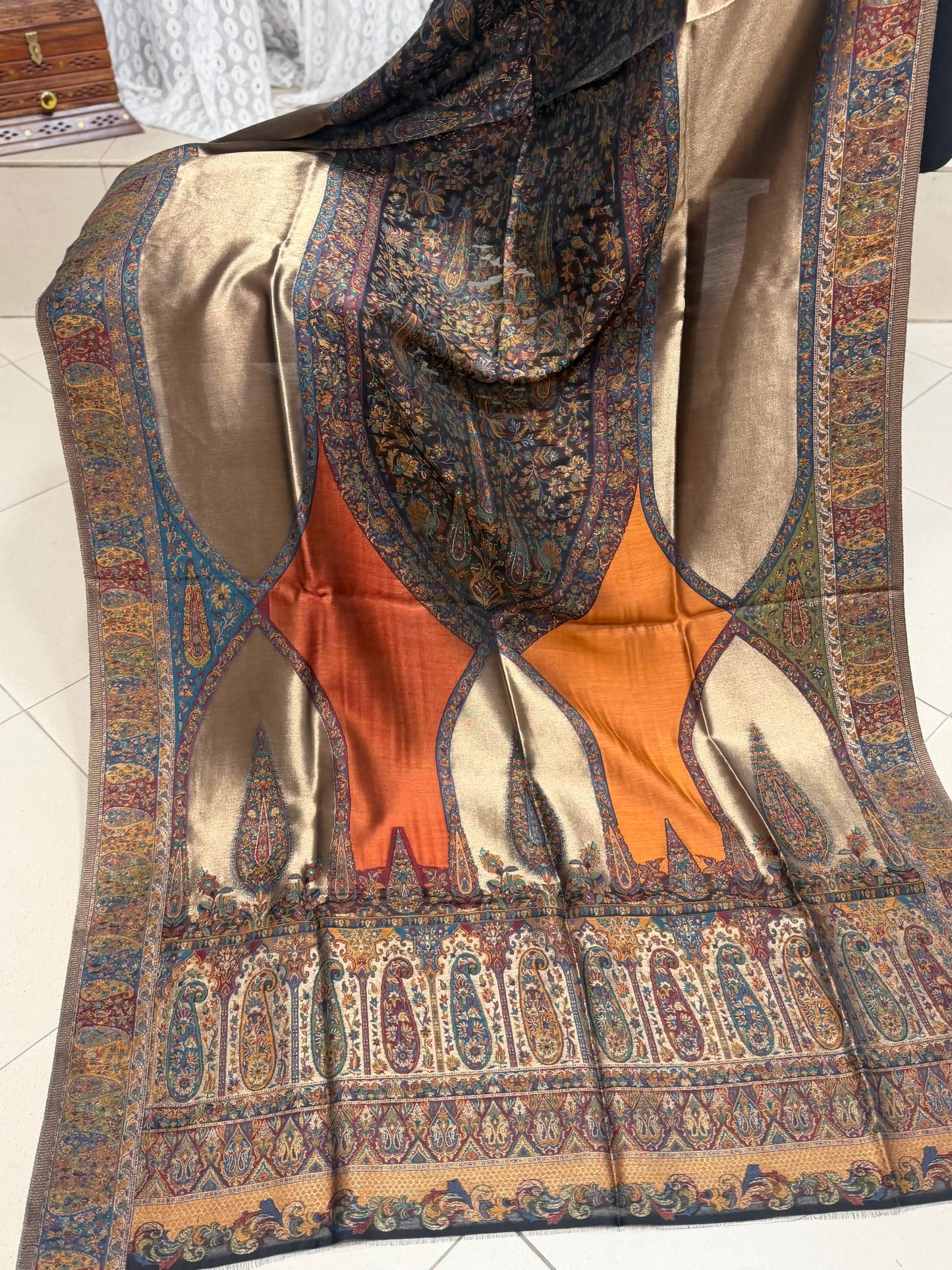 Moonlight Kani Silk Shawl, Wedding Wrap Perfect Gift Made in Kashmir