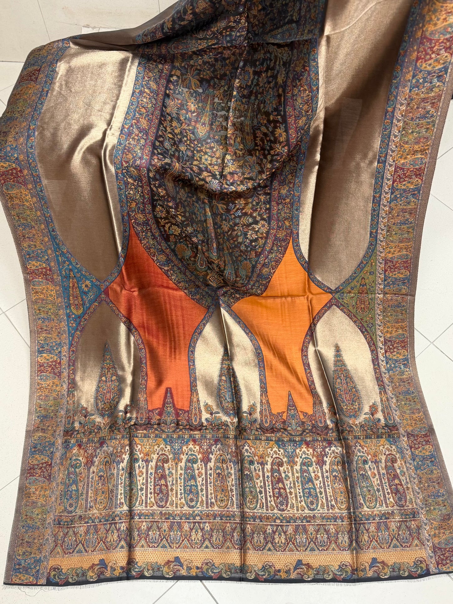 Moonlight Kani Silk Shawl, Wedding Wrap Perfect Gift Made in Kashmir