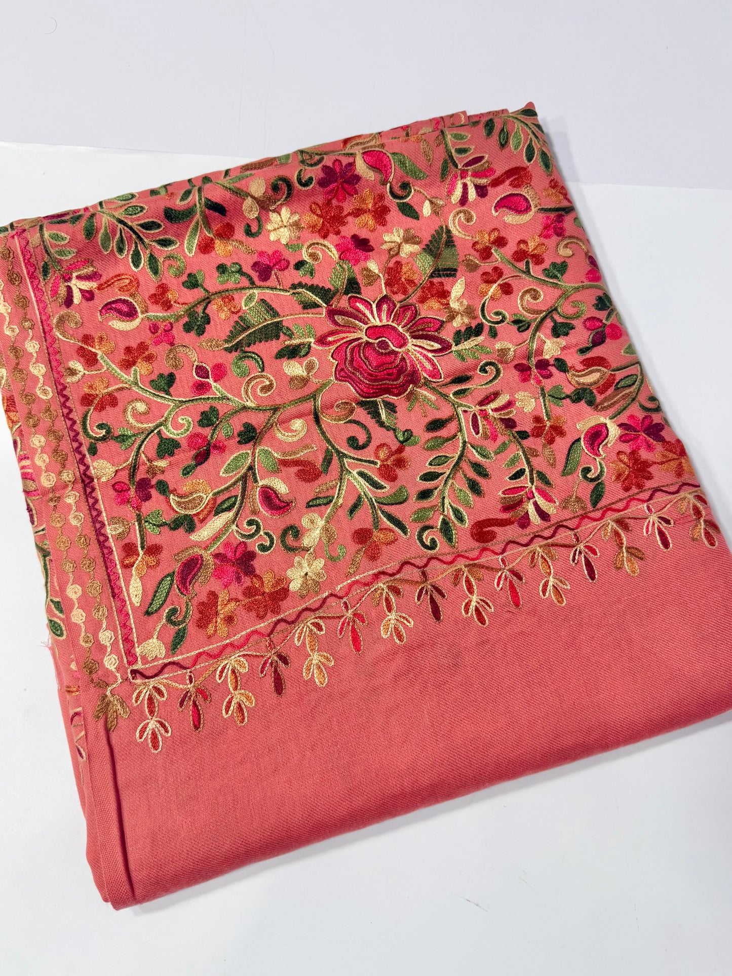 Pashmina Shawl Full Size | Kashmiri Embroidery | Pink