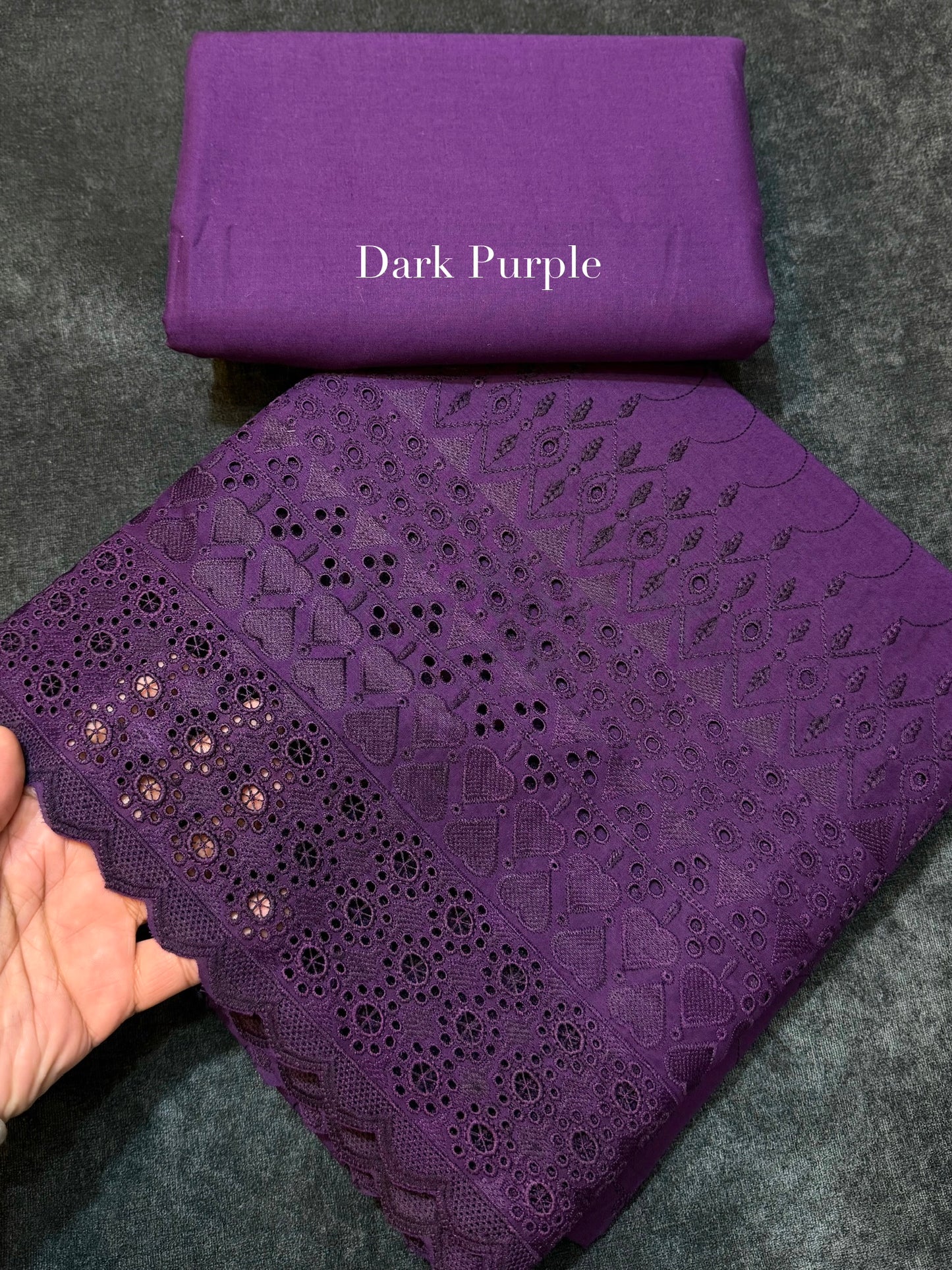 Chikankari Lawn 2 Piece Suit Daman Bore Long Length Suit | Dark Purple