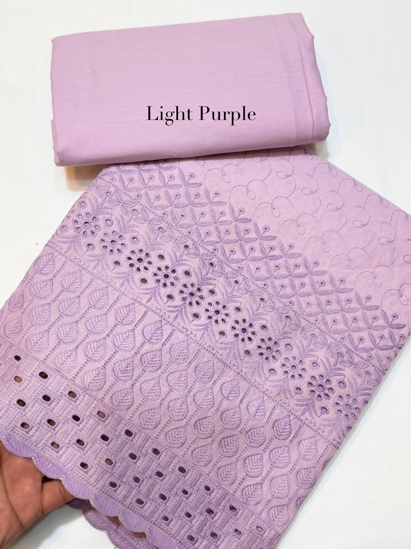 Chikankari Lawn 2 Piece Suit Daman Bore Long Length Suit | Light Purple