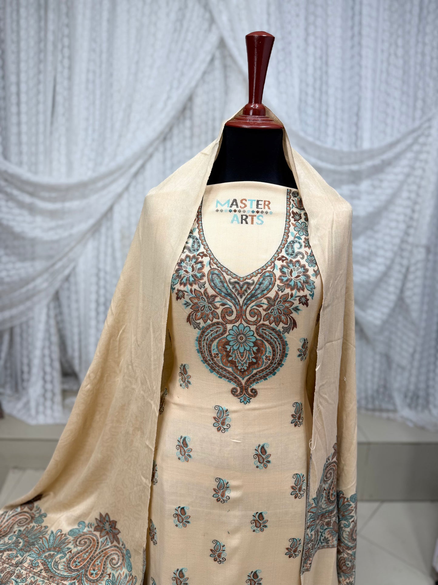 Kani Pashmina 3 Piece Unstitched Suit | Skin
