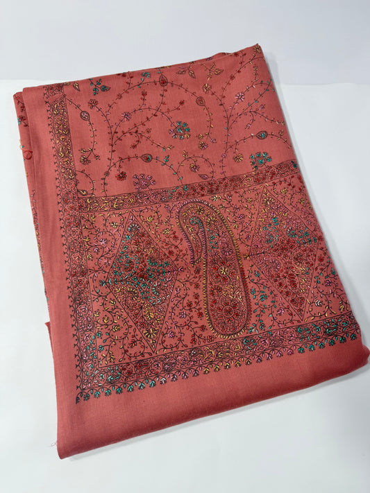 Pashmina Shawl | Hand Embroidery on Print Beautiful Shawl | Pink