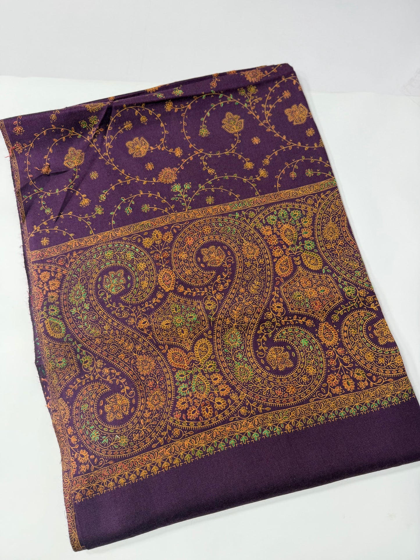 Pashmina Shawl | Hand Embroidery on Print Beautiful Shawl | Purple