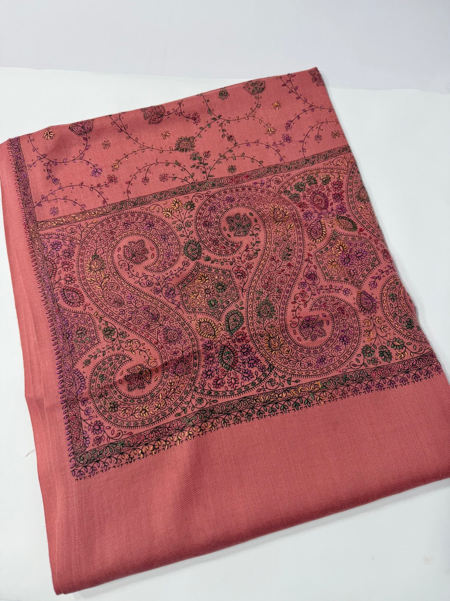 Pashmina Shawl | Hand Embroidery on Print Beautiful Shawl | Pink