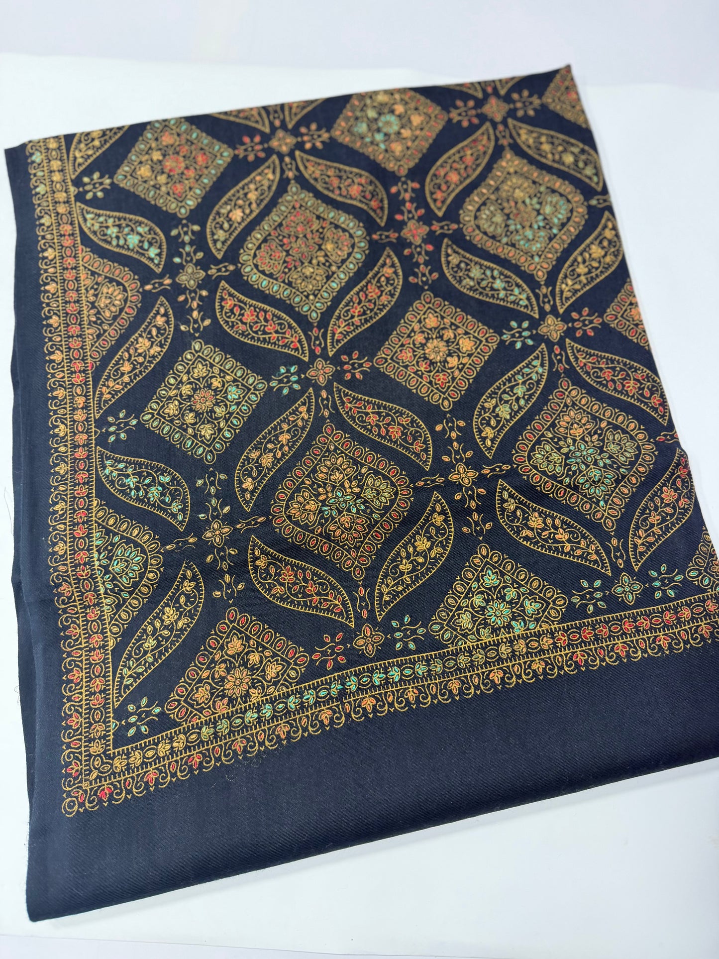Pashmina Shawl | Hand Embroidery on Print Beautiful Shawl | Blue
