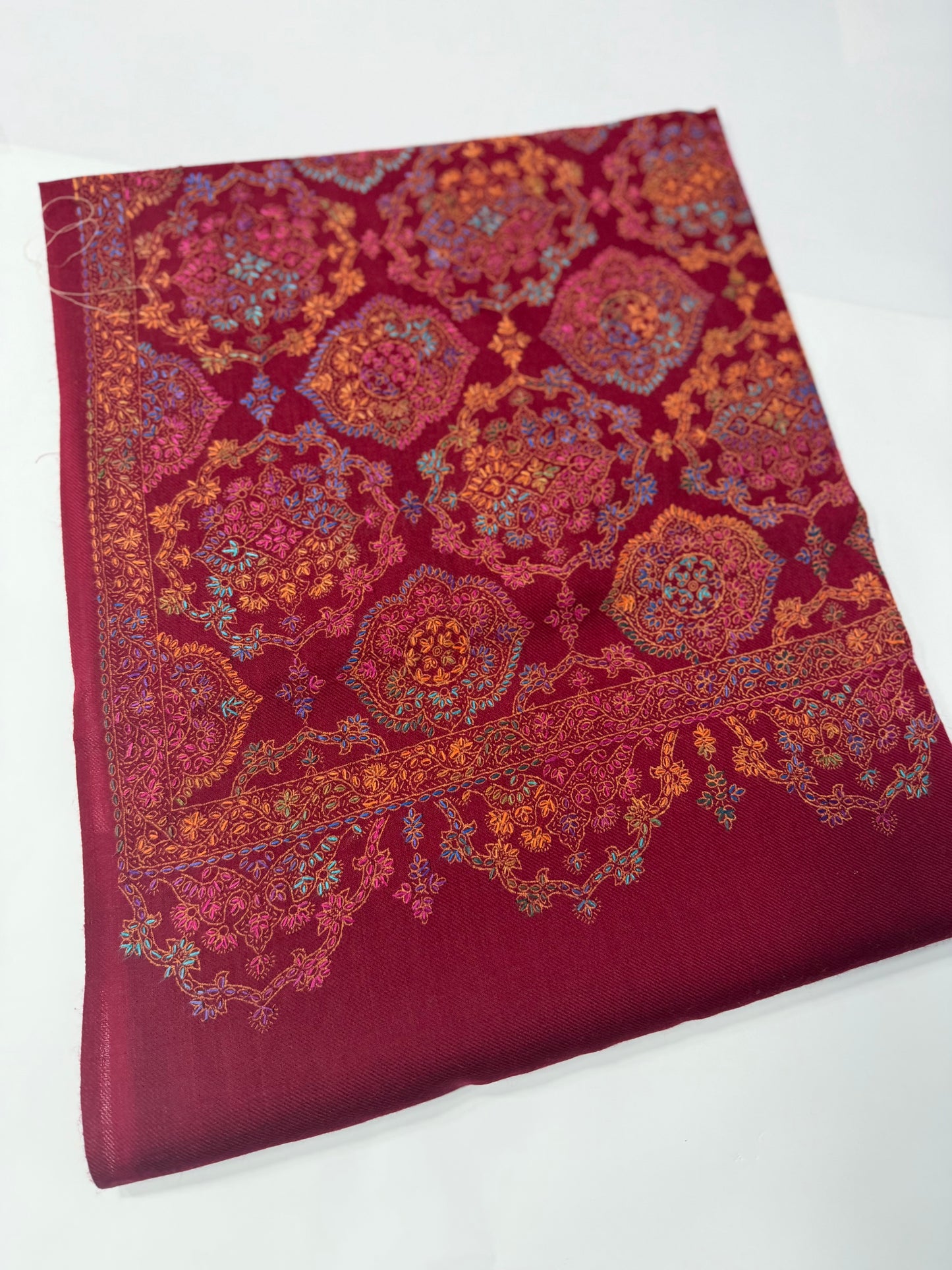 Pashmina Shawl | Hand Embroidery on Print Beautiful Shawl | Maroon