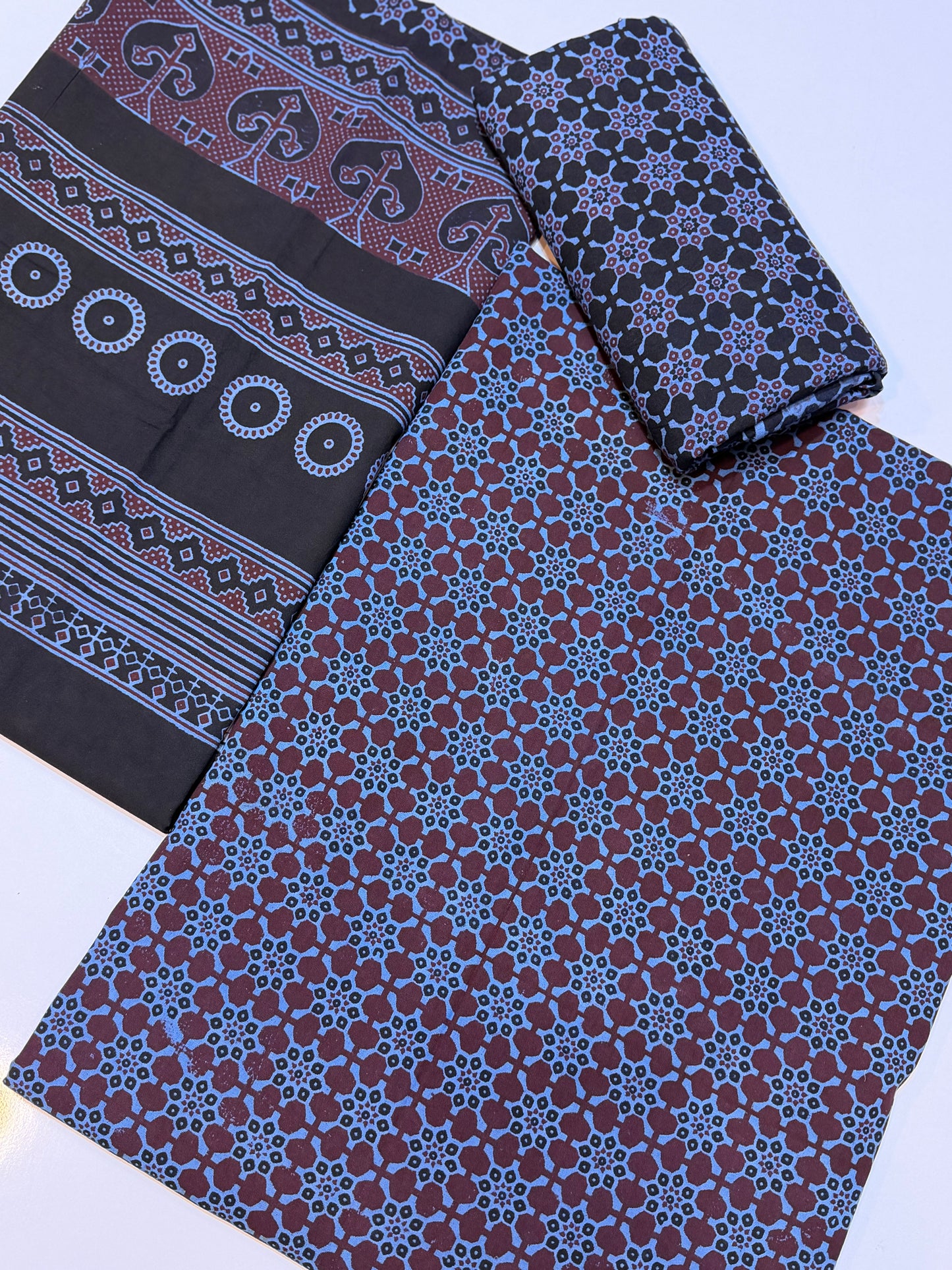 Ajrak Cotton Block Printed 3 Piece Unstitched Suit 25% OFF