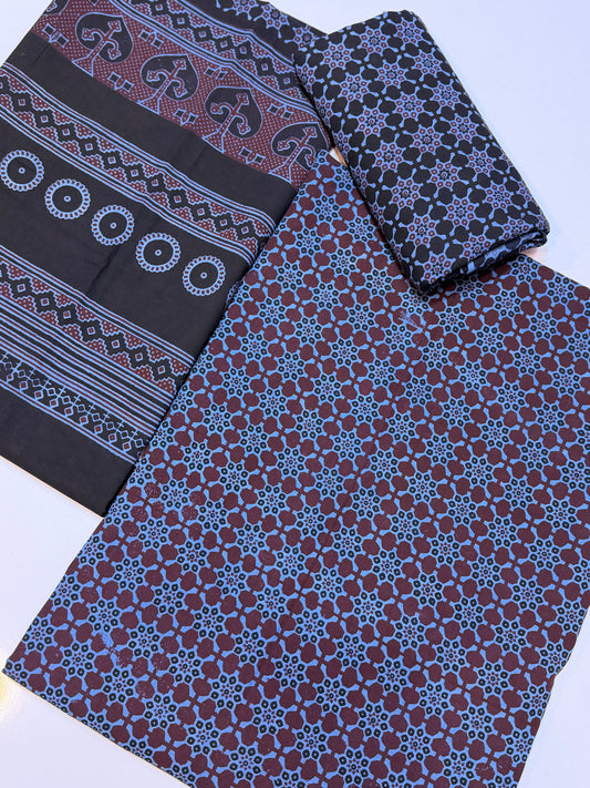 Ajrak Cotton Block Printed 3 Piece Unstitched Suit 25% OFF
