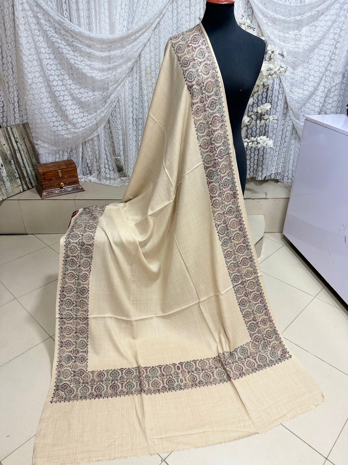 Pashmina Shawl Border Embroidery | Handmade Shawl Perfect Gift | Skin
