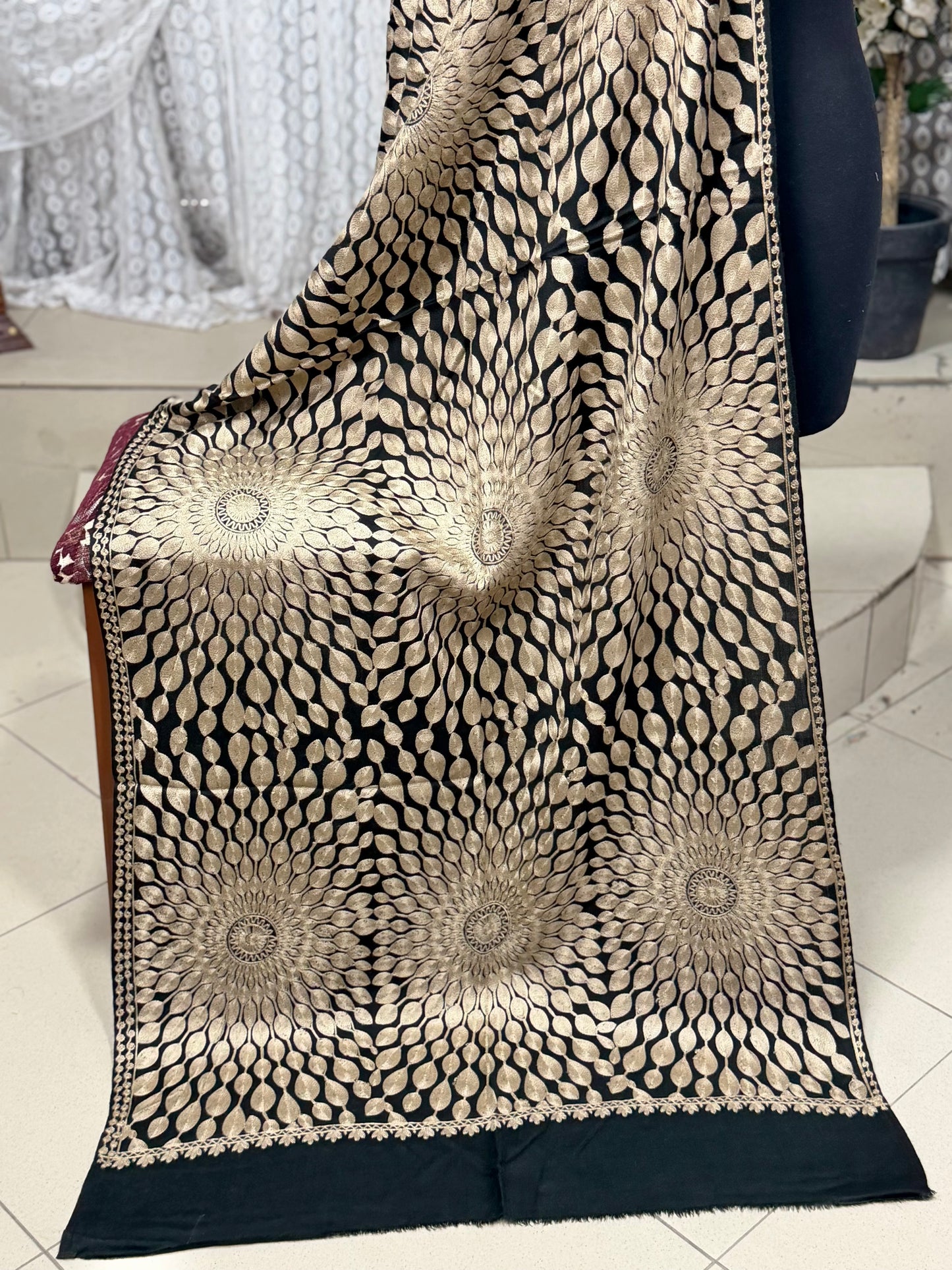 Pashmina Stole Suraj Jaal Full Embroidery Kashmiri Work in Sale Price perfect Gift