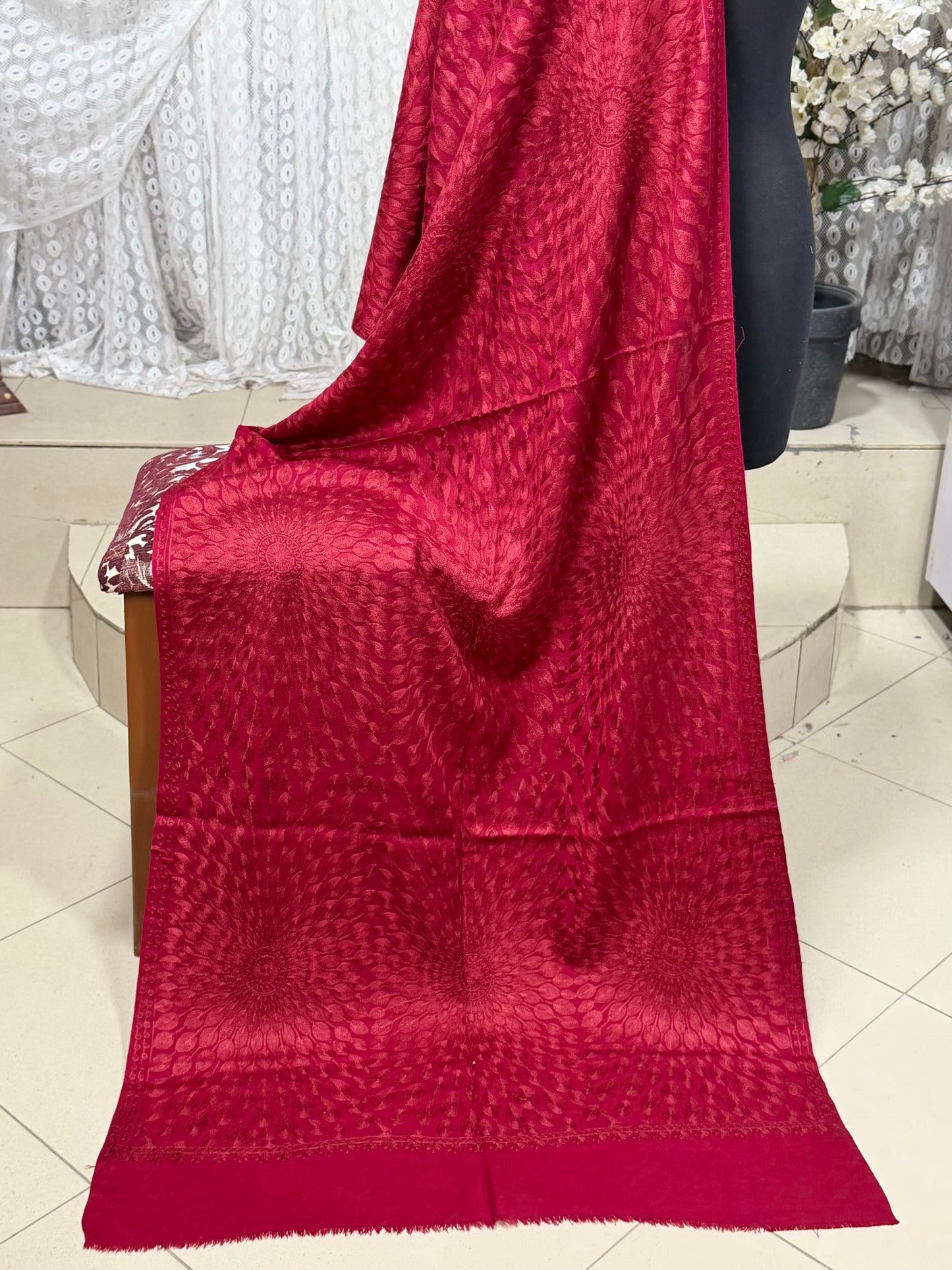 Pashmina Stole Suraj Jaal Full Embroidery Kashmiri Work in Sale Price perfect Gift