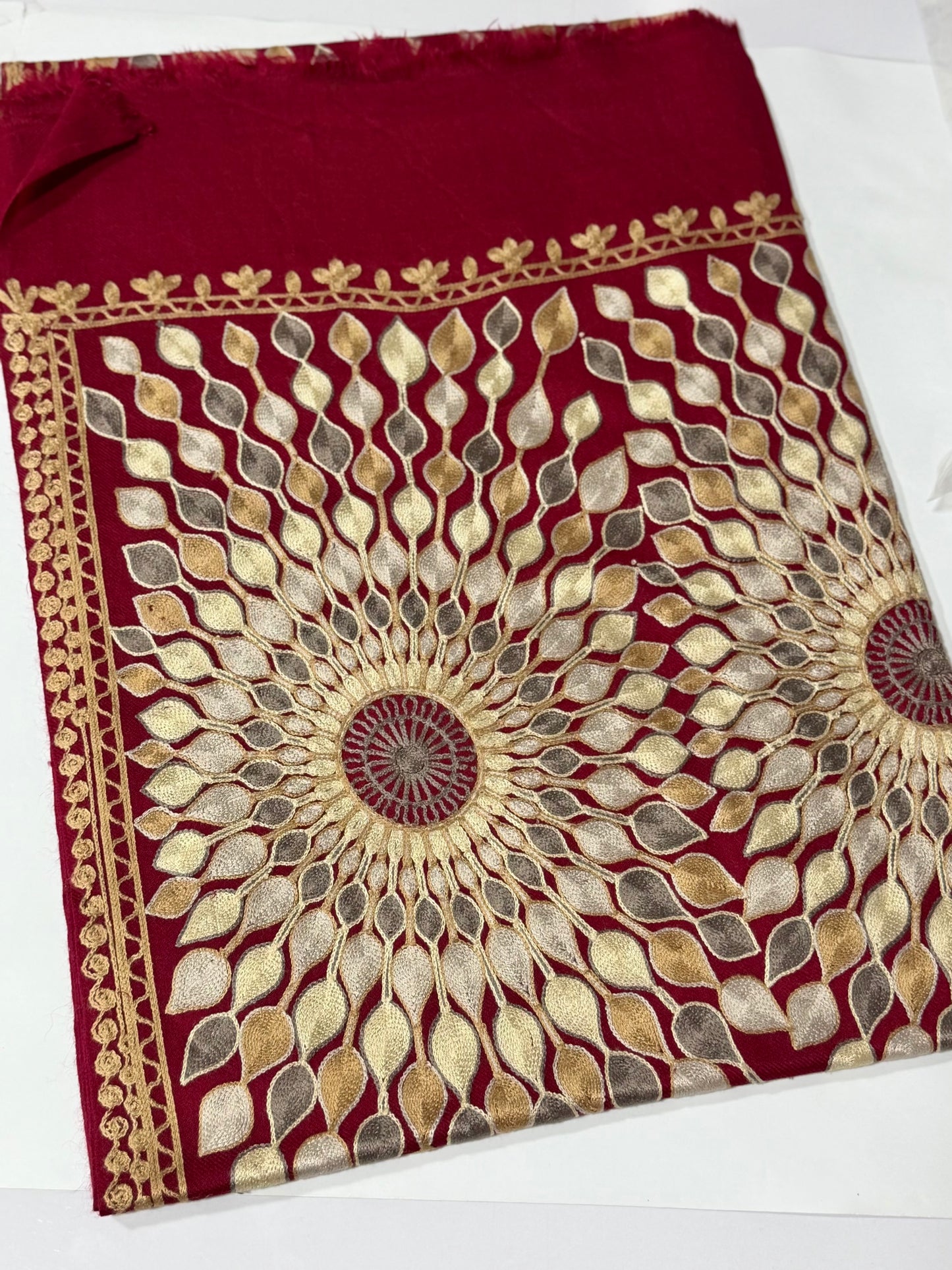 Pashmina Stole Suraj Jaal Full Embroidery Kashmiri Work in Sale Price perfect Gift