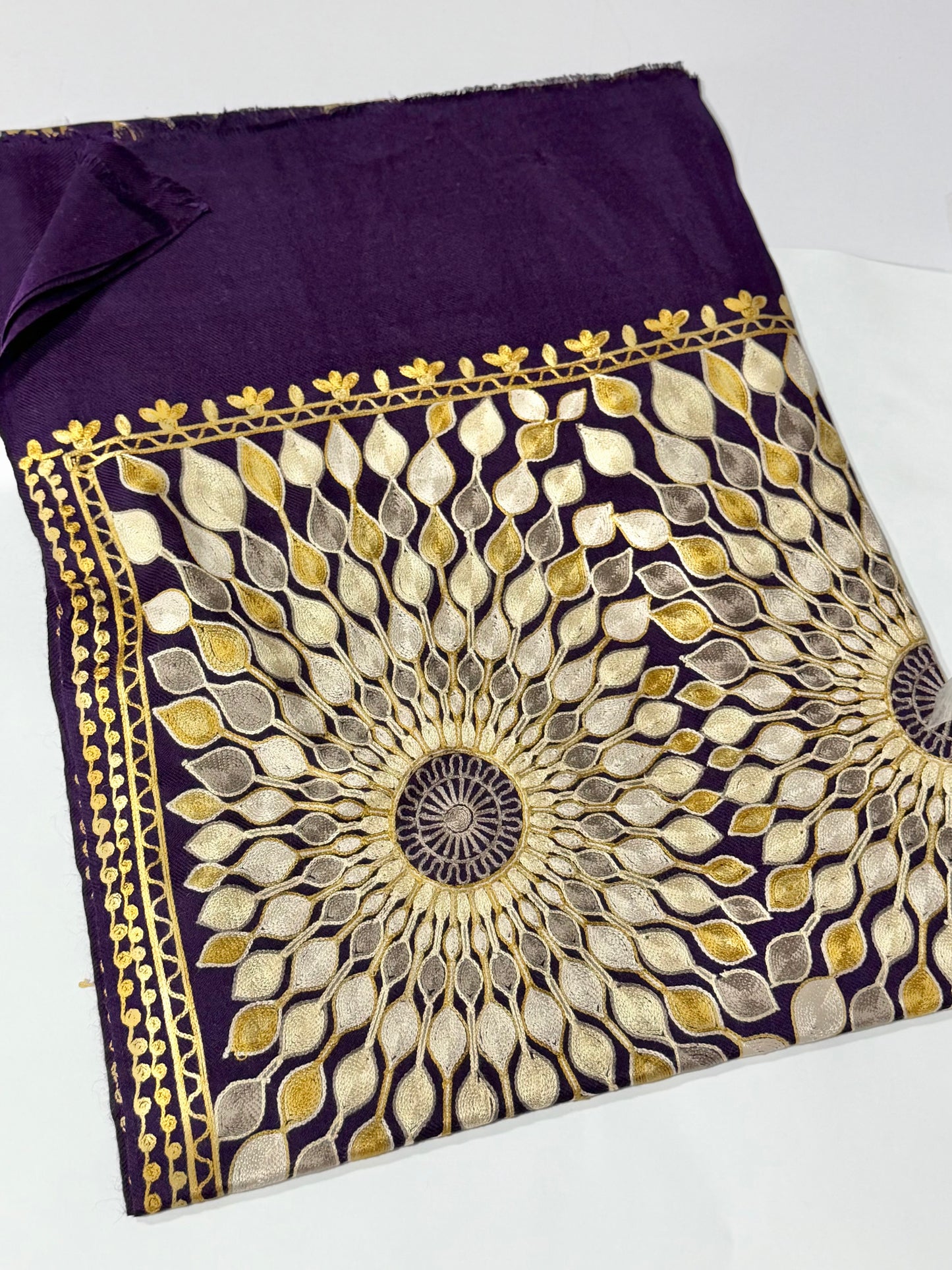 Pashmina Stole Suraj Jaal Full Embroidery Kashmiri Work in Sale Price perfect Gift