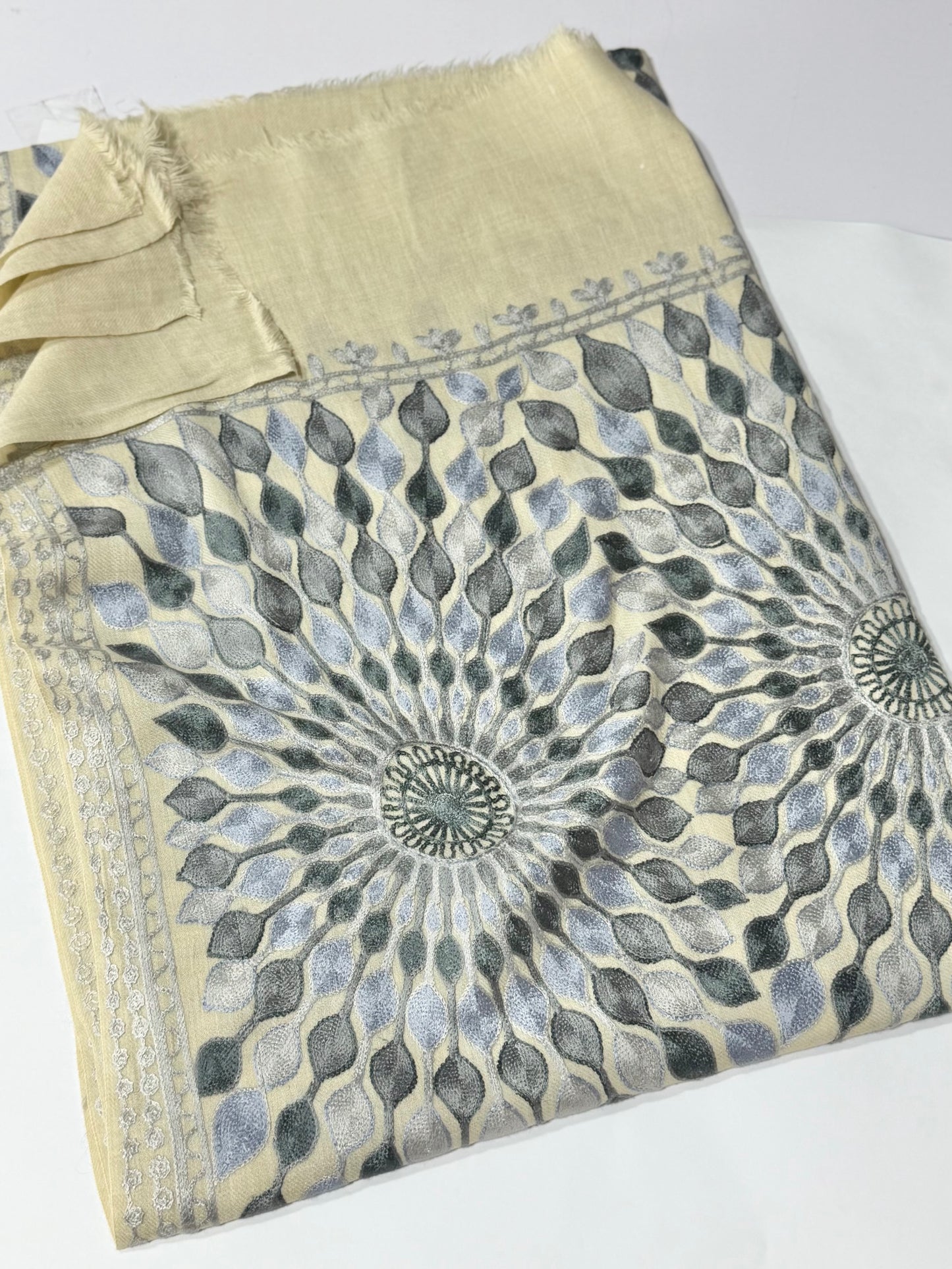 Pashmina Stole Suraj Jaal Full Embroidery Kashmiri Work in Sale Price perfect Gift