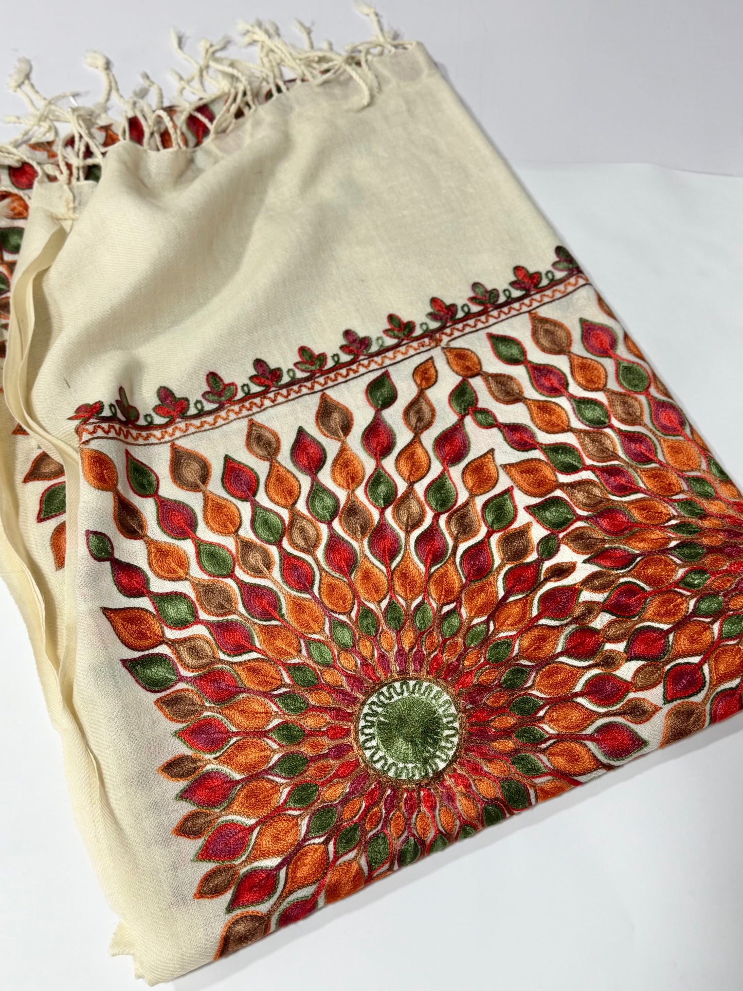 Pashmina Stole Suraj Jaal Full Embroidery Kashmiri Work in Sale Price perfect Gift