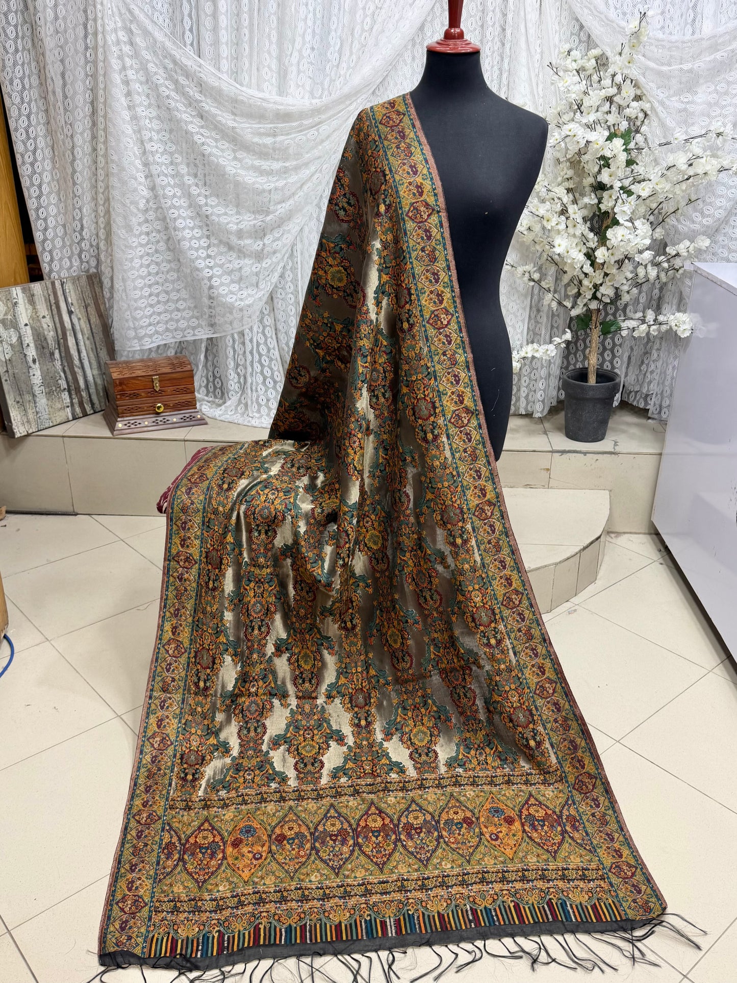 Moonlight Kani Silk Shawl, Wedding Wrap Perfect Gift Made in Kashmir
