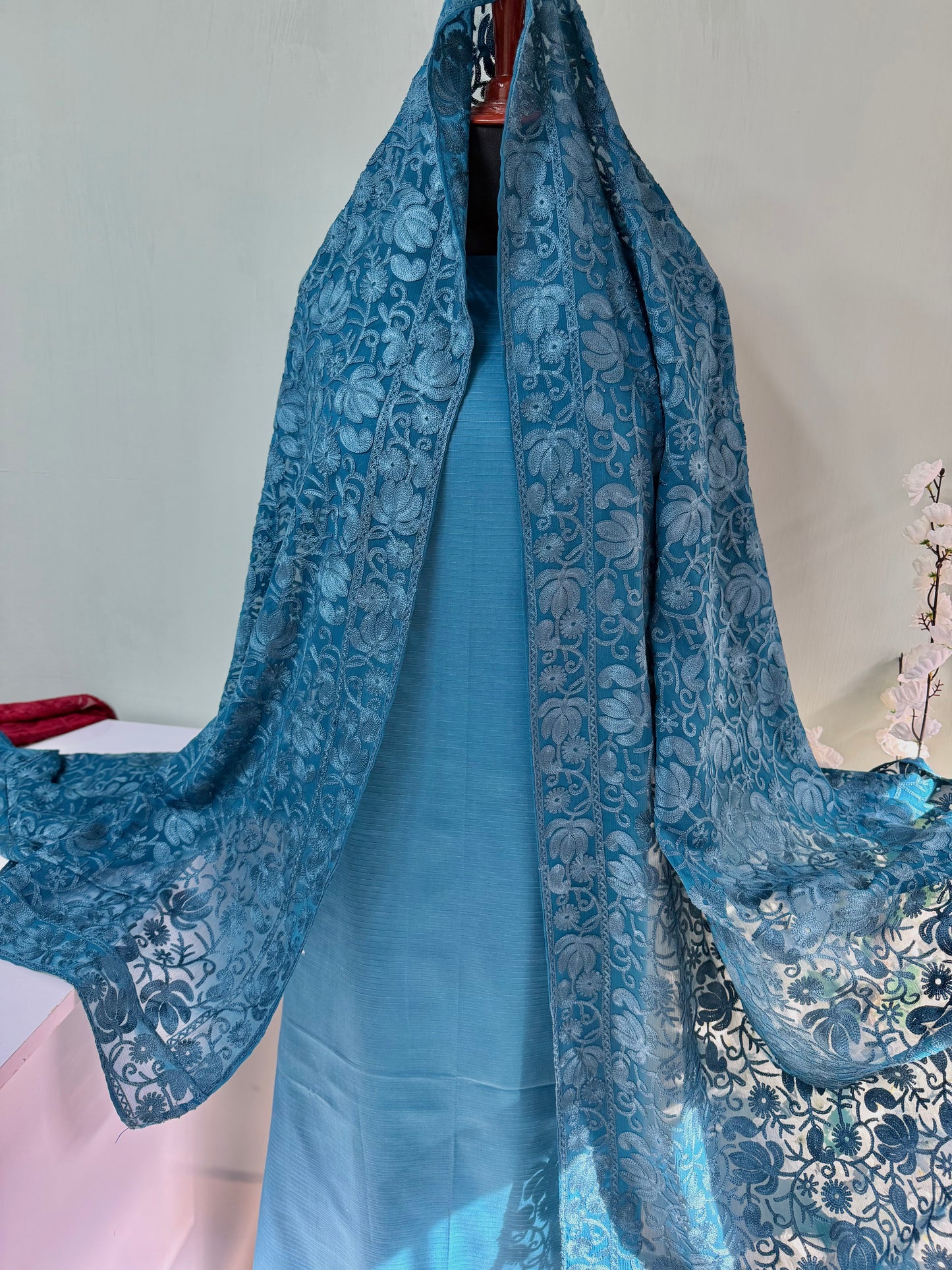 3 Piece Doria Lawn Suit With Chiffon Embroidered Dupatta | Zinc