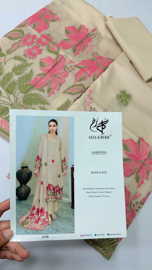 3 Piece Lawn Kani Suit With Same Lawn Dupatta | Light Skin