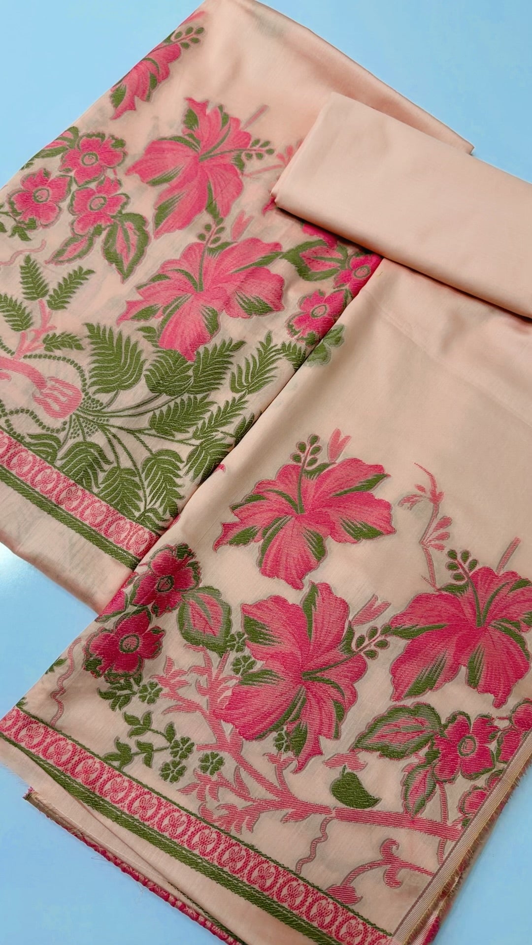 3 Piece Lawn Kani Suit With Same Lawn Dupatta | Peach