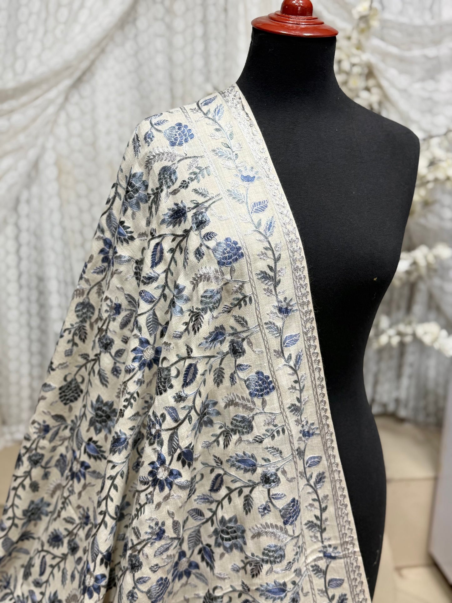 Kashmiri Jaal Shawl | Full Embroidered Shawl Resham Work Aar Embroidery