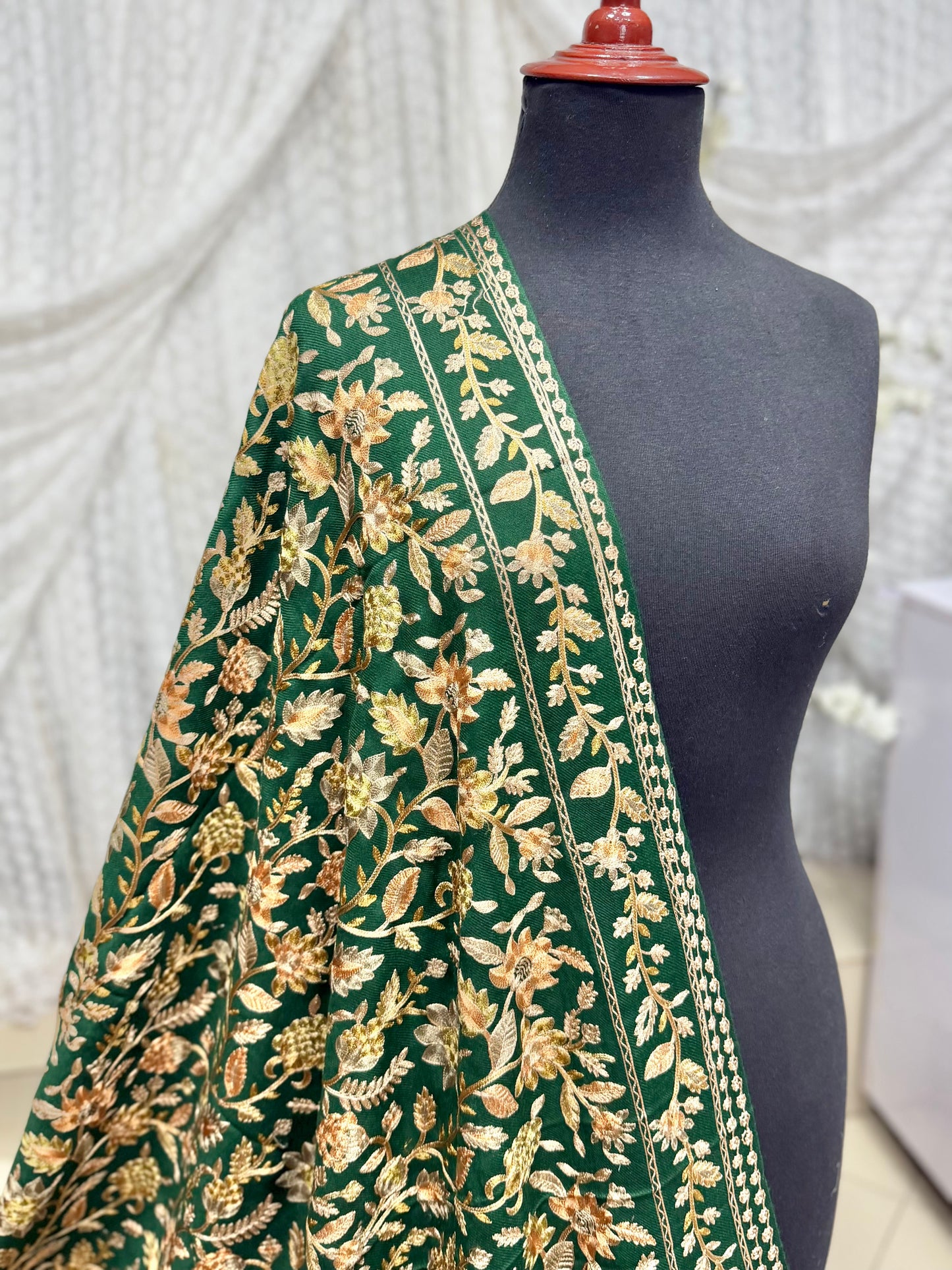 Kashmiri Jaal Shawl | Full Embroidered Shawl Resham Work Aar Embroidery