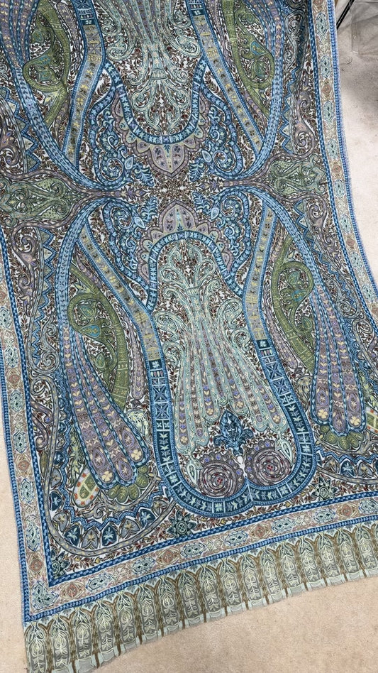 Qalamkar Shawl on Toosh Base | Made in Kashmir Multicolor Floral Design | QM114