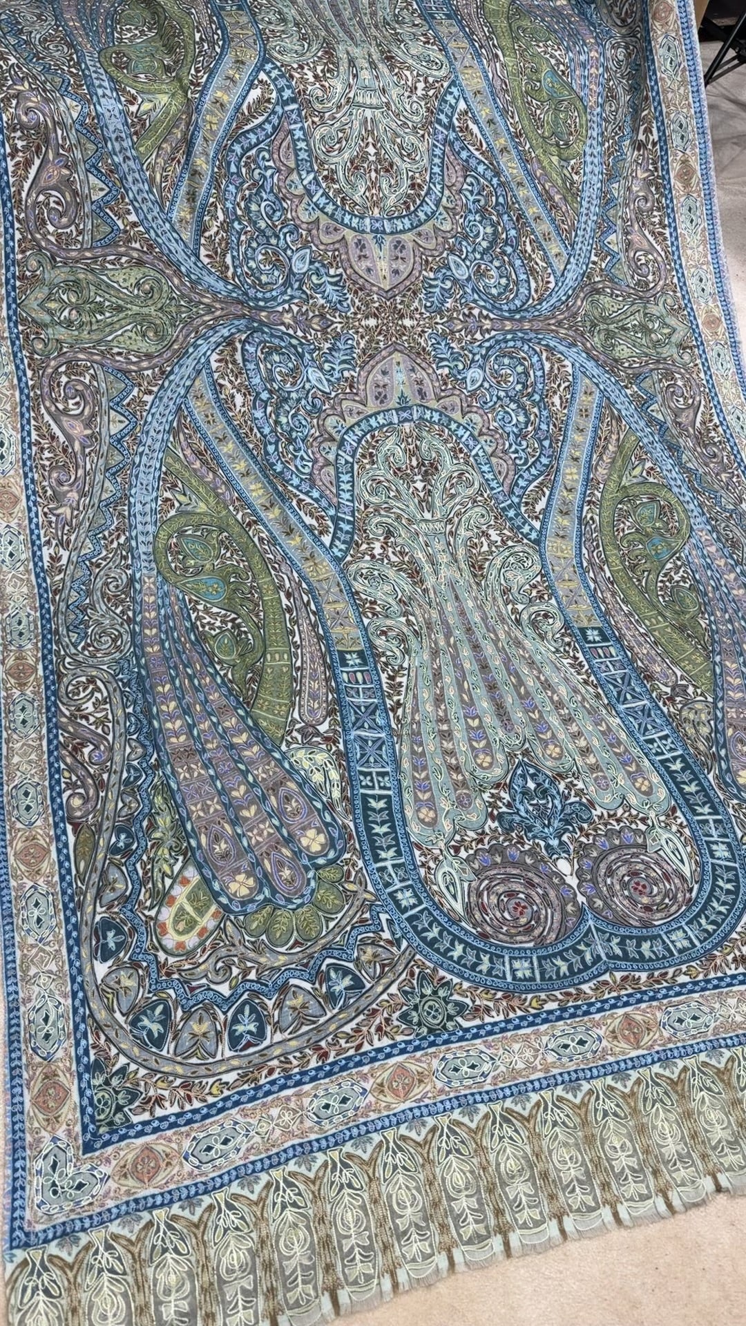 Qalamkar Shawl on Toosh Base | Made in Kashmir Multicolor Floral Design | QM114