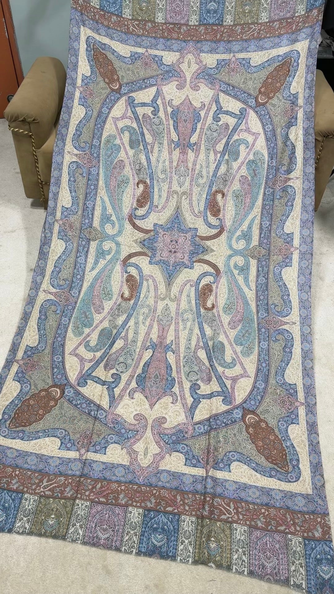 Qalamkar Shawl on Toosh Base | Made in Kashmir Multicolor Floral Design | QM115