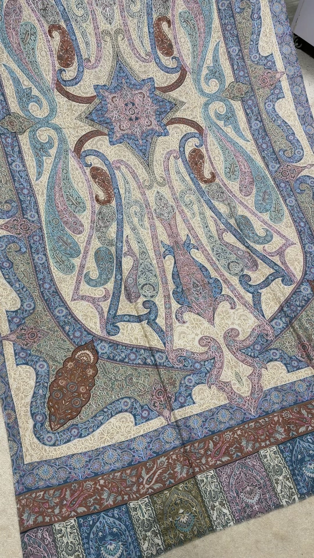 Qalamkar Shawl on Toosh Base | Made in Kashmir Multicolor Floral Design | QM115