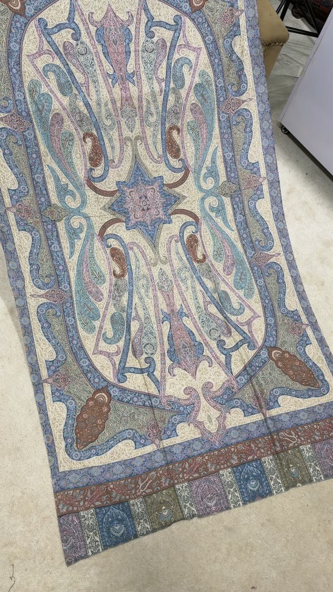 Qalamkar Shawl on Toosh Base | Made in Kashmir Multicolor Floral Design | QM115