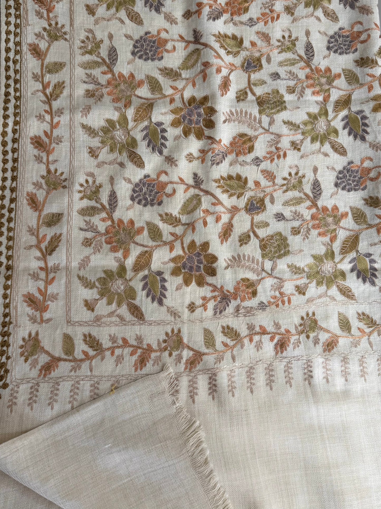 Kashmiri Jaal Shawl | Full Embroidered Shawl Resham Work Aar Embroidery