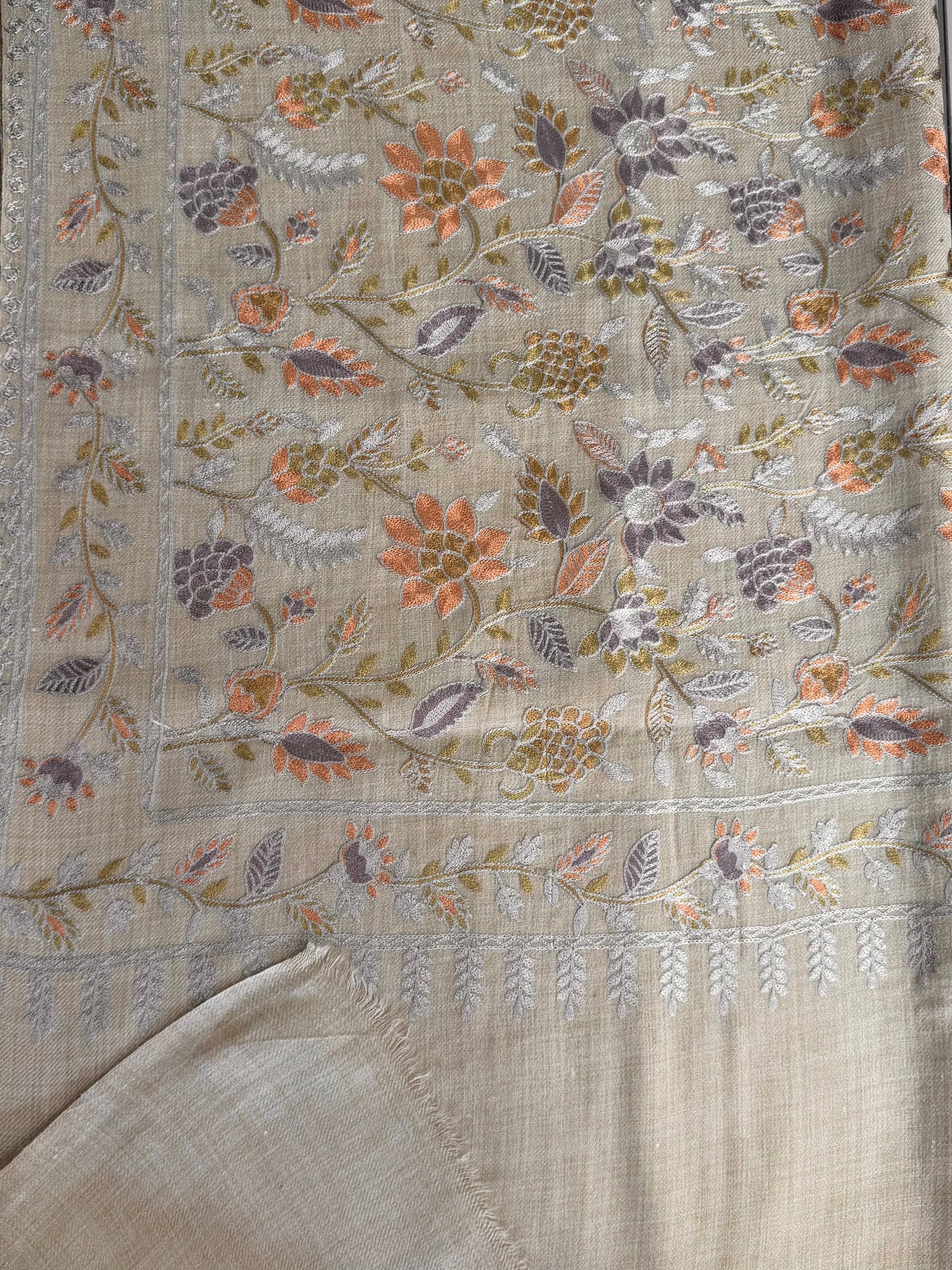 Kashmiri Jaal Shawl | Full Embroidered Shawl Resham Work Aar Embroidery