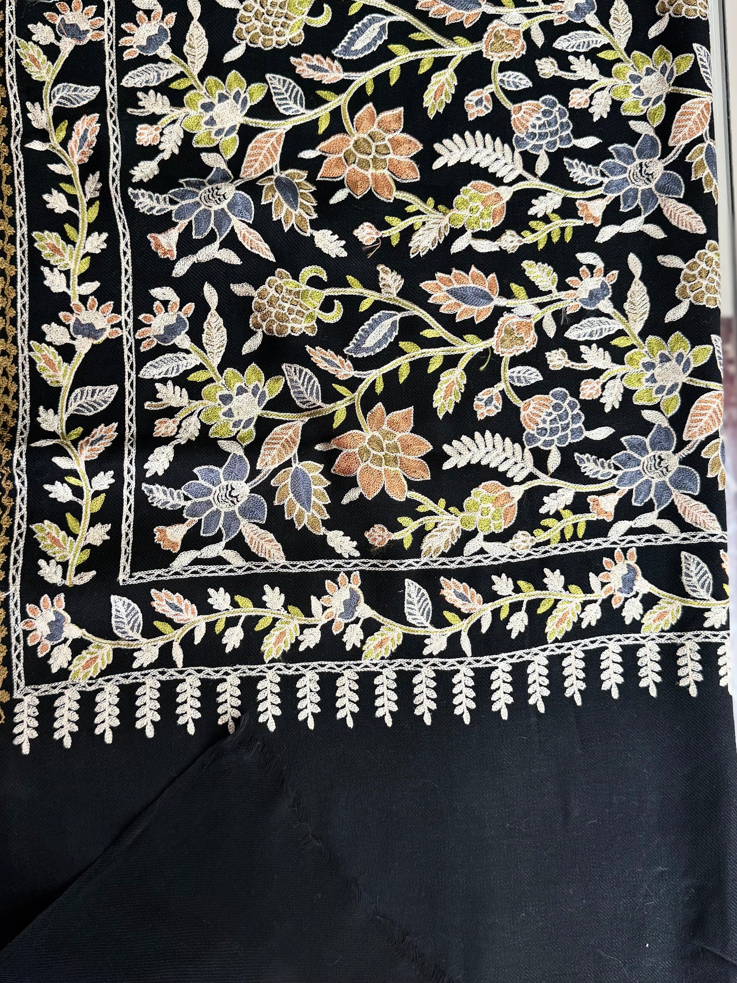 Kashmiri Jaal Shawl | Full Embroidered Shawl Resham Work Aar Embroidery