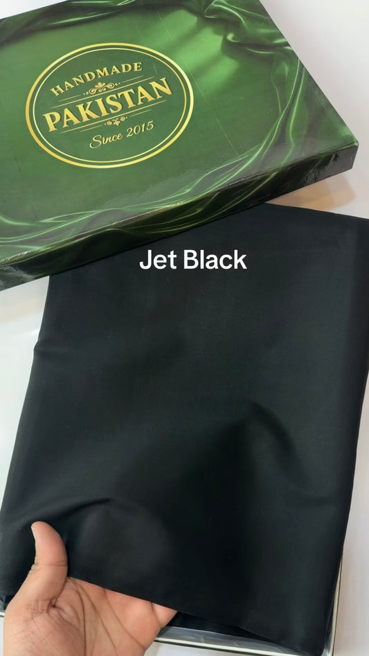 Gents Cotton Suit | Plain Supreme Cotton Burewala Suit | Jet Black