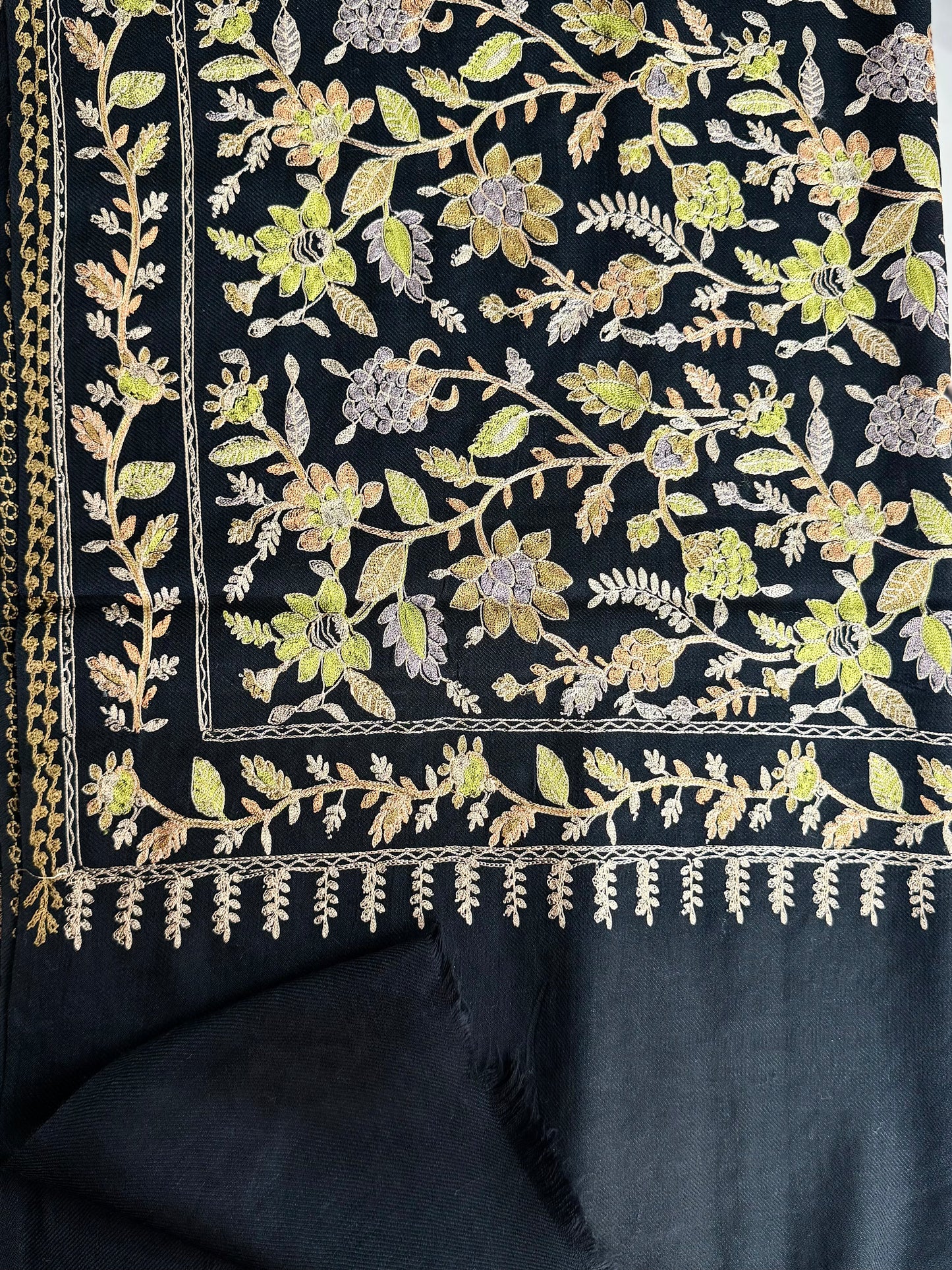 Kashmiri Jaal Shawl | Full Embroidered Shawl Resham Work Aar Embroidery