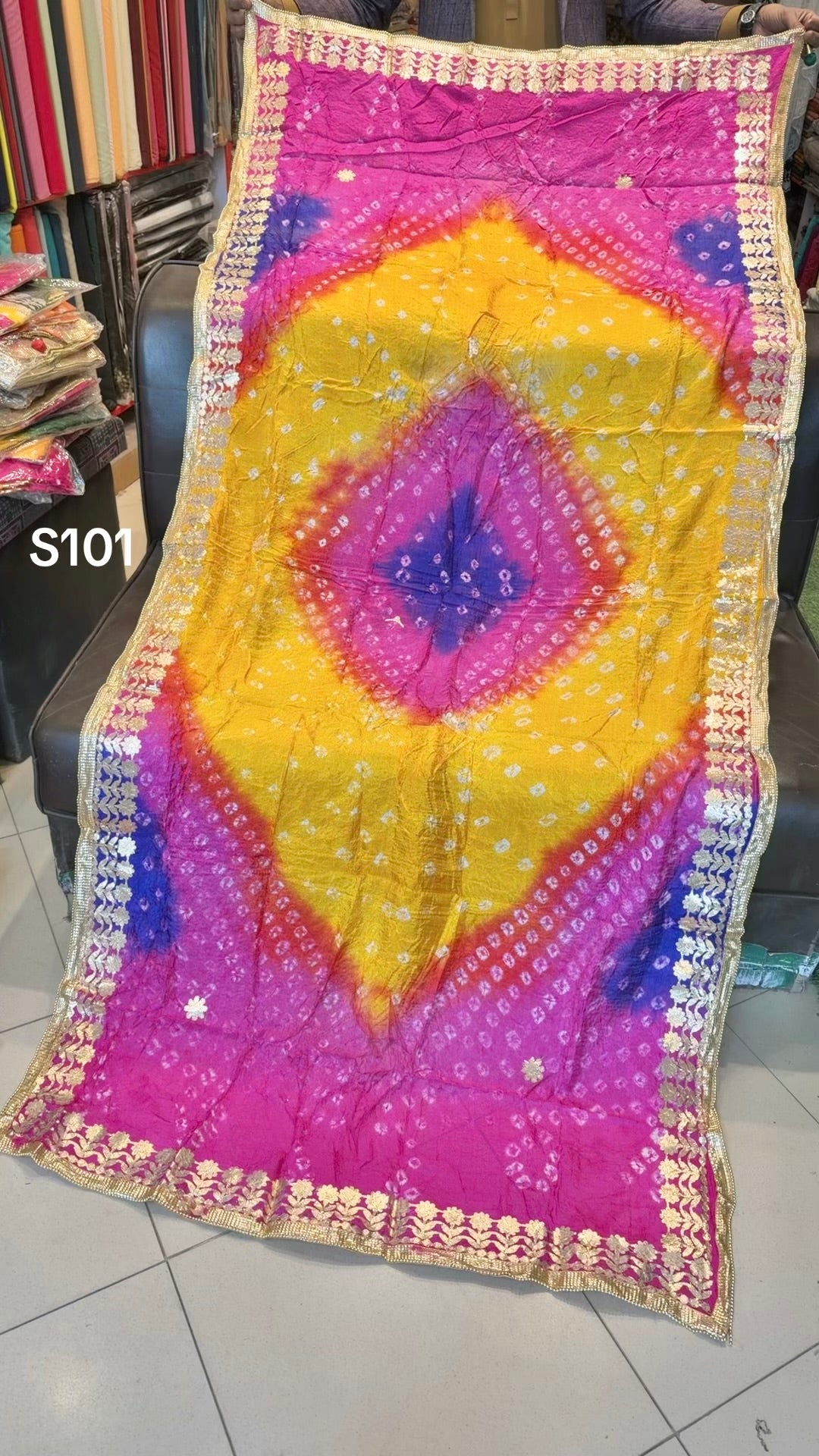 Silk Chunri Embroidered Handmade Dupatta Gota Work | S101