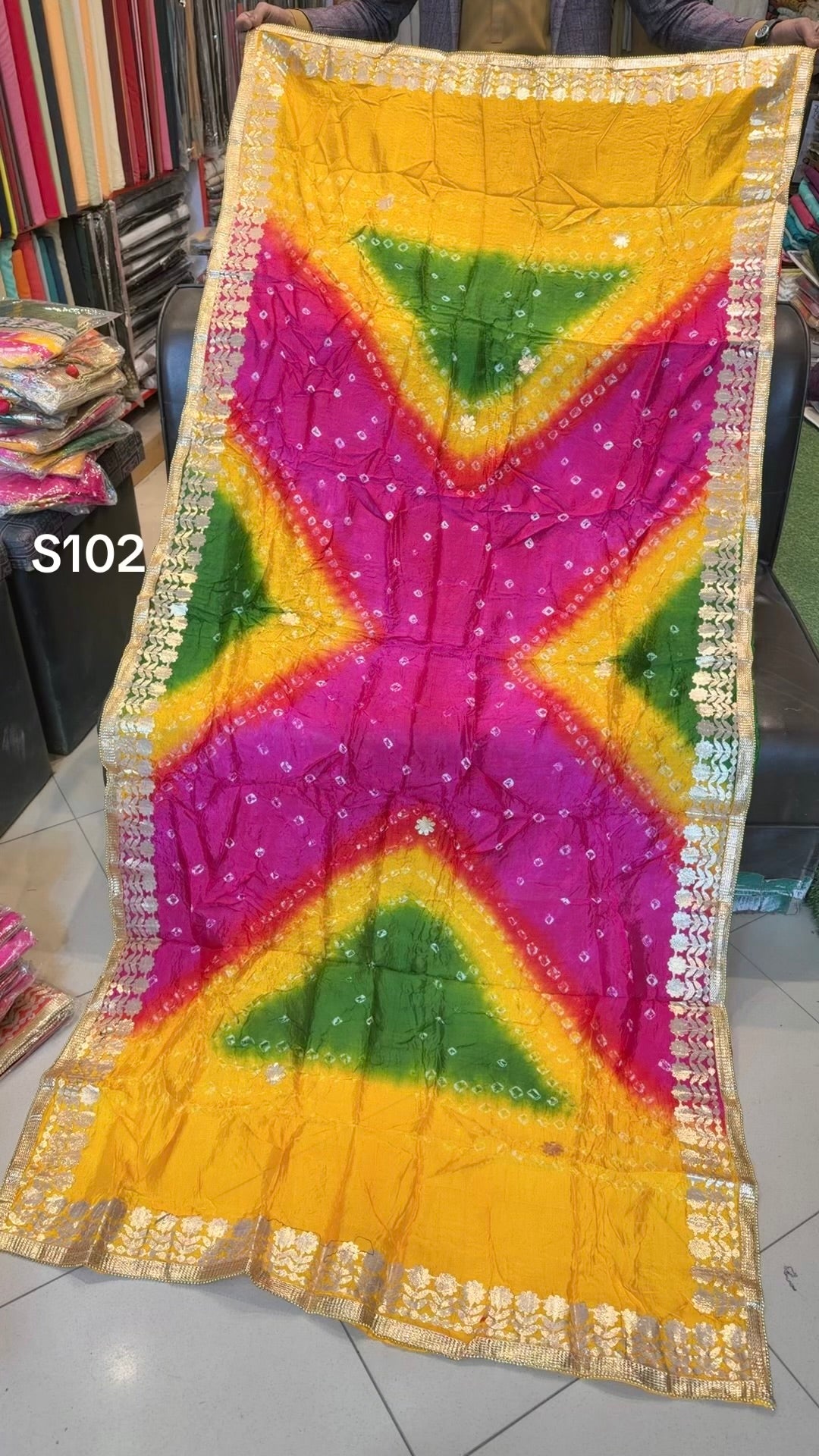 Silk Chunri Embroidered Handmade Dupatta Gota Work | S102