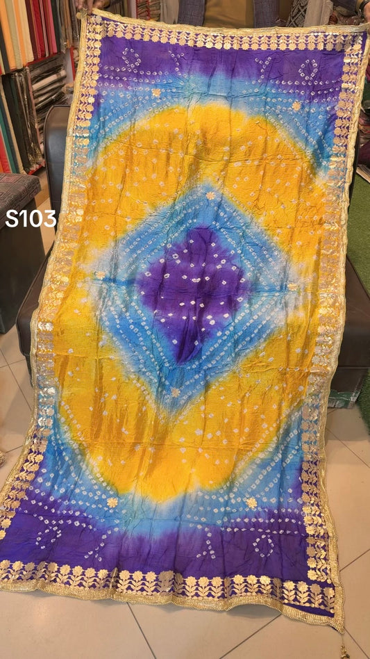Silk Chunri Embroidered Handmade Dupatta Gota Work | S103