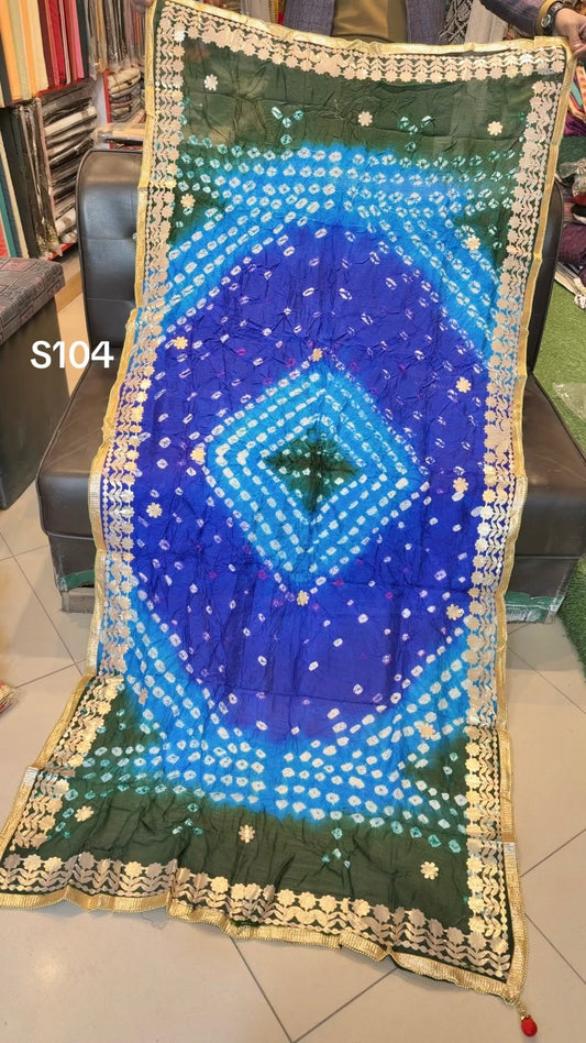 Silk Chunri Embroidered Handmade Dupatta Gota Work | S104