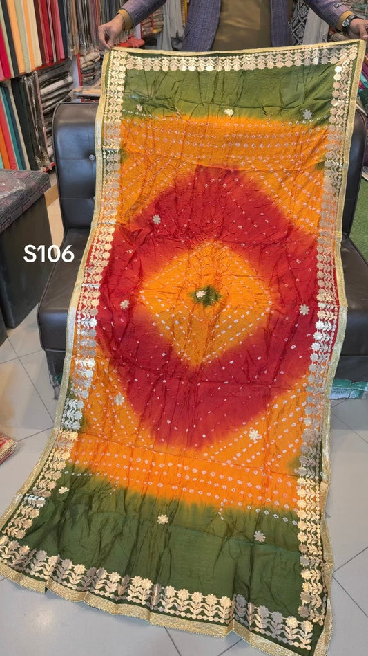 Silk Chunri Embroidered Handmade Dupatta Gota Work | S106