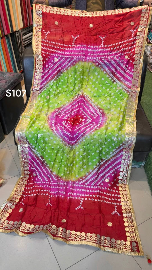 Silk Chunri Embroidered Handmade Dupatta Gota Work | S107