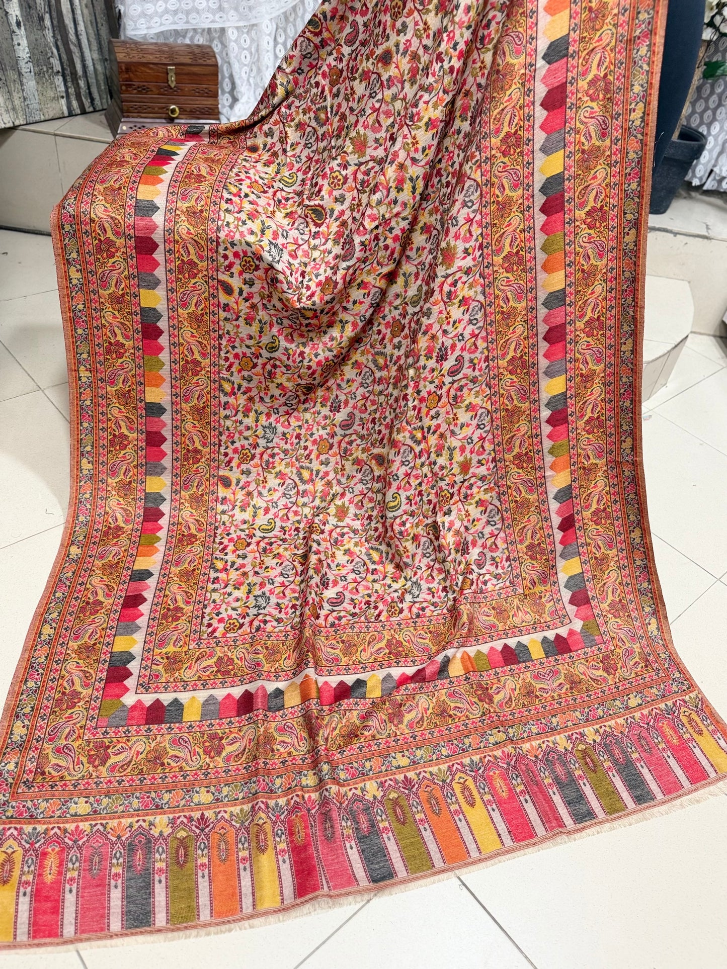 Pashmina Wool Kani Shawl in Full Size Multi Color | K114
