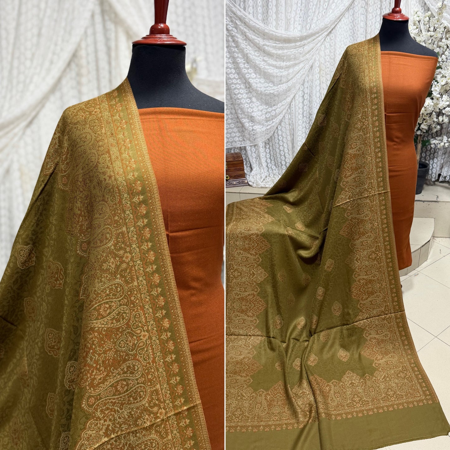 3 Piece Kani Shawl Suit | Plain Marina Suit With Kani Pashmina Shawl Perfect Gift