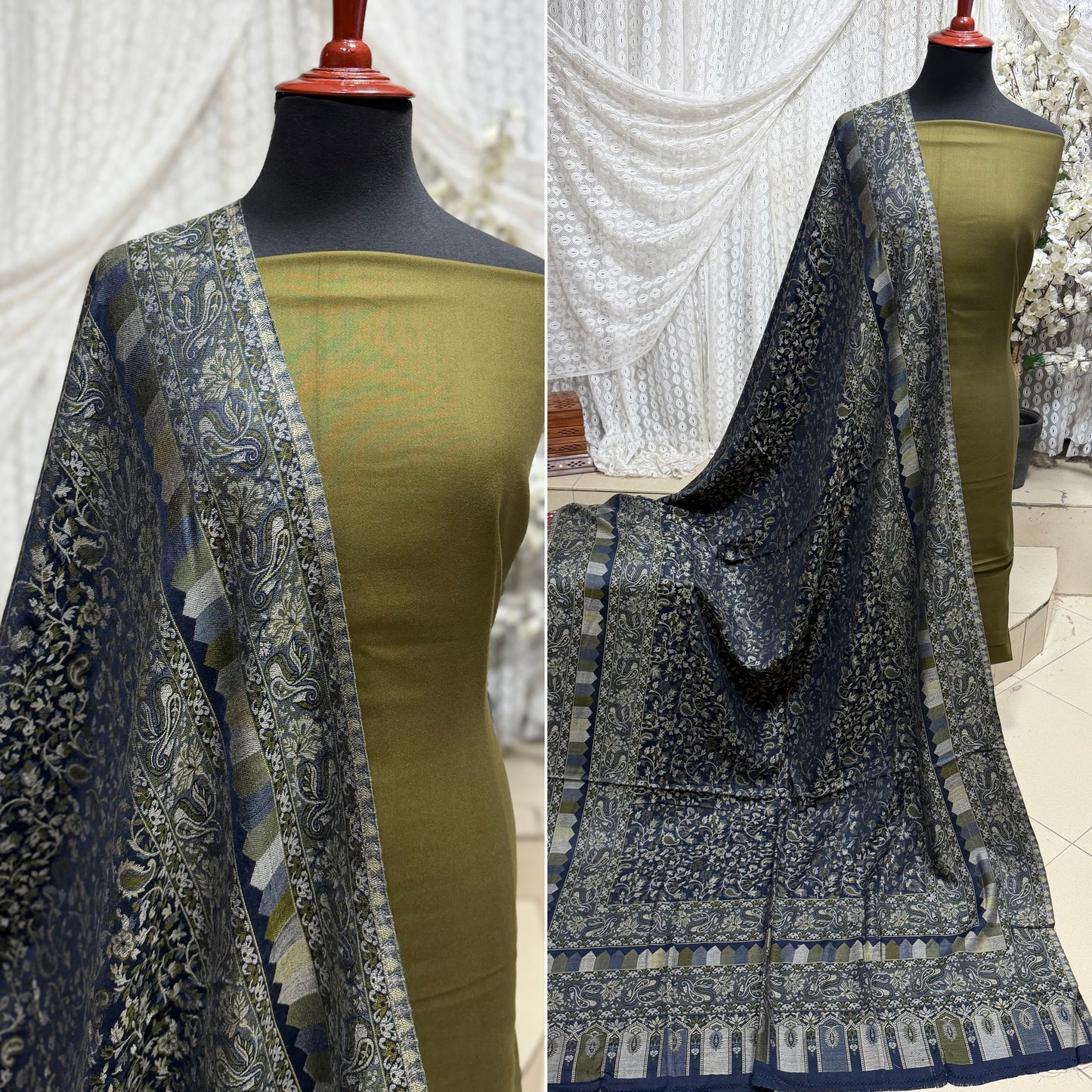 3 Piece Kani Shawl Suit | Plain Marina Suit With Kani Pashmina Shawl Perfect Gift